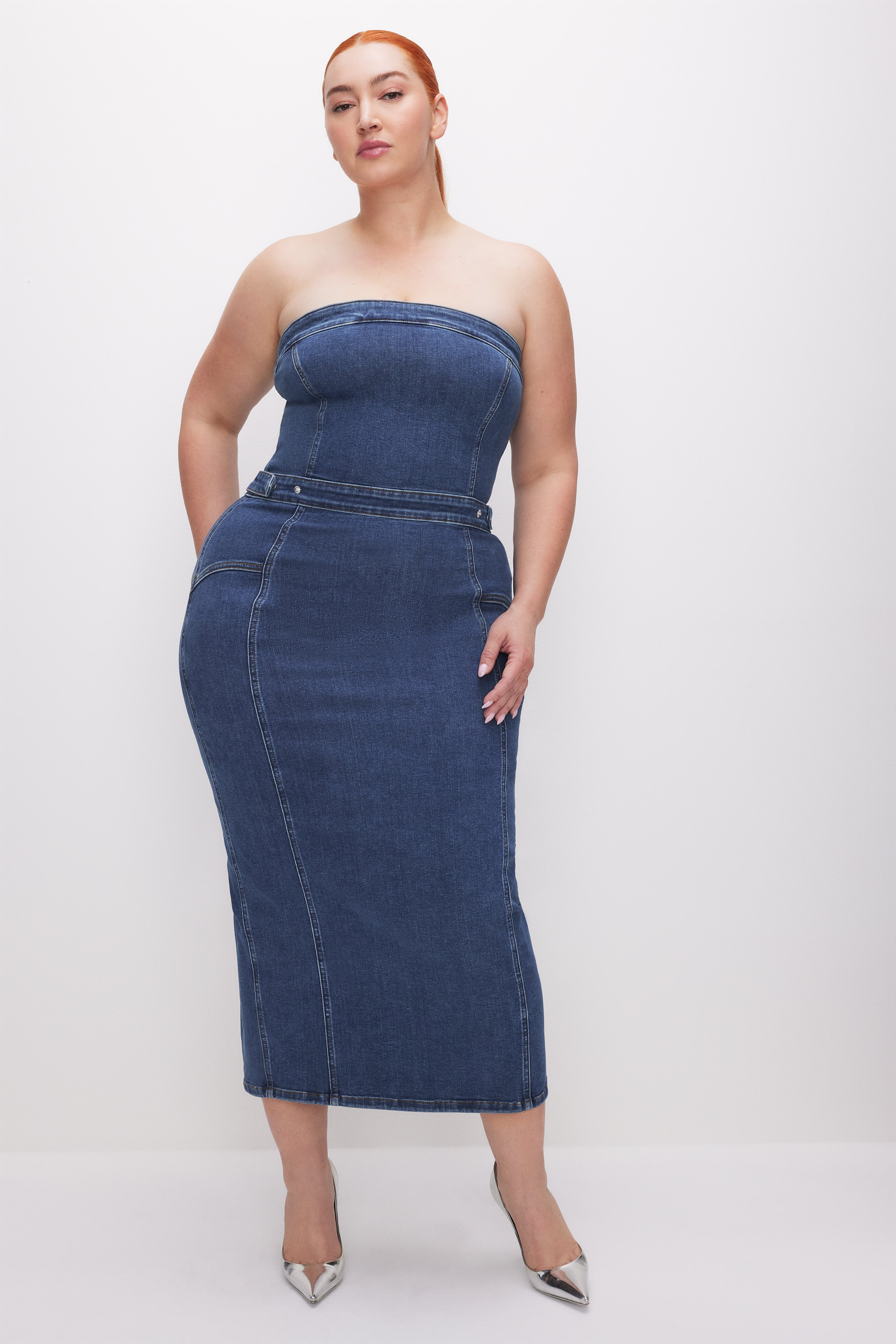 Styled with FIT FOR SUCCESS TUBE MIDI DRESS | INDIGO594