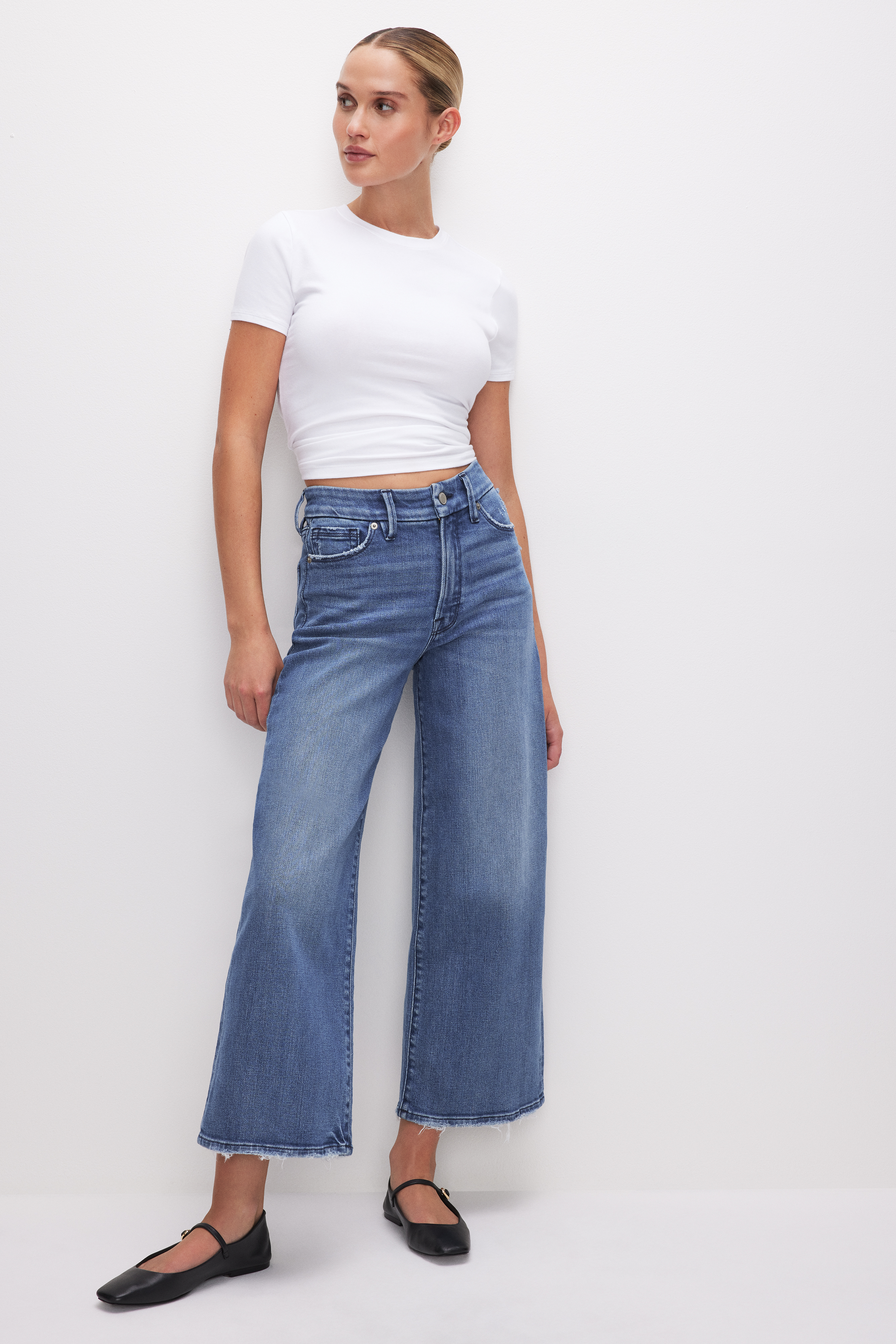 Styled with GOOD WAIST CROPPED PALAZZO JEANS | INDIGO338