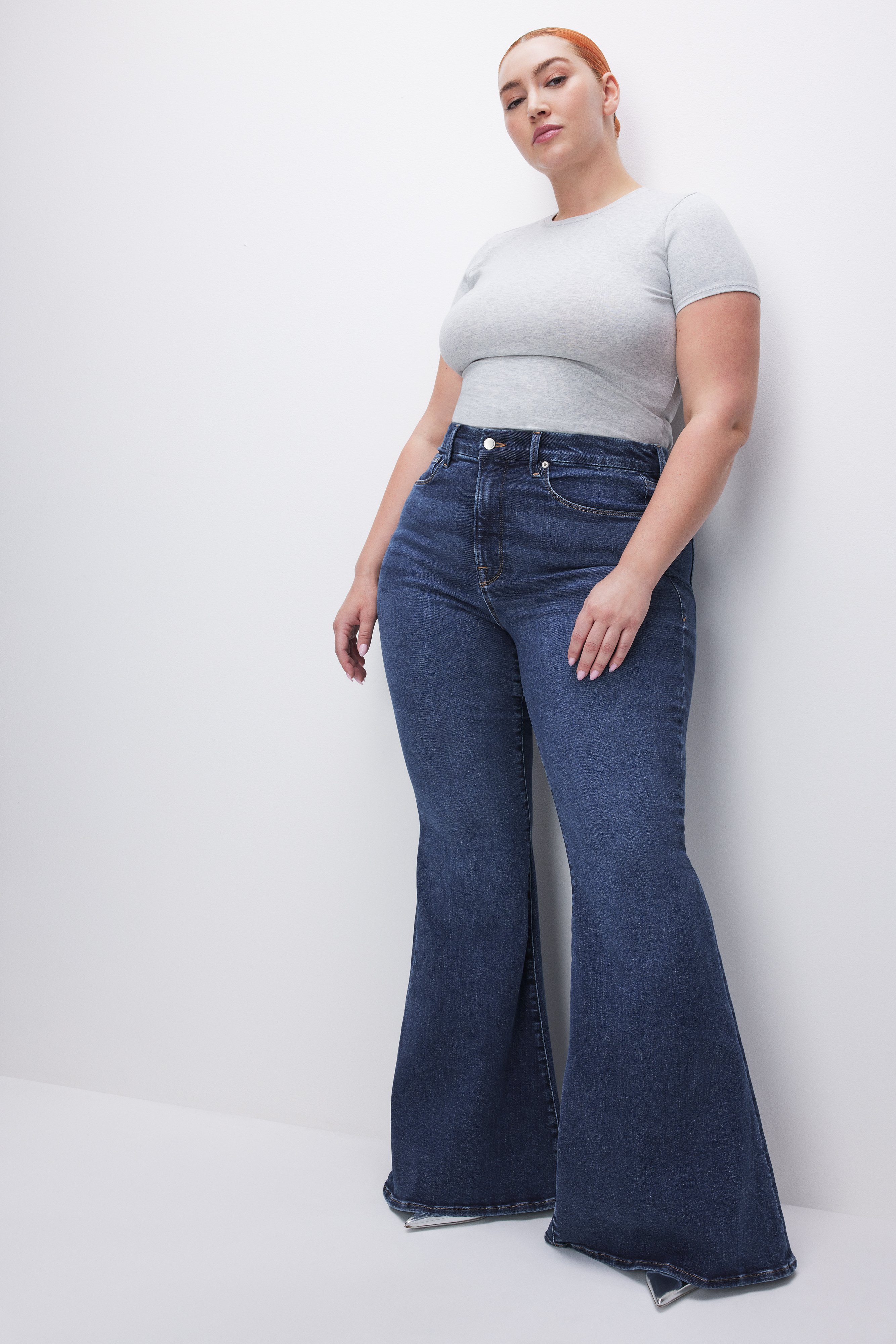 Styled with GOOD WAIST SUPER FLARE JEANS | INDIGO643