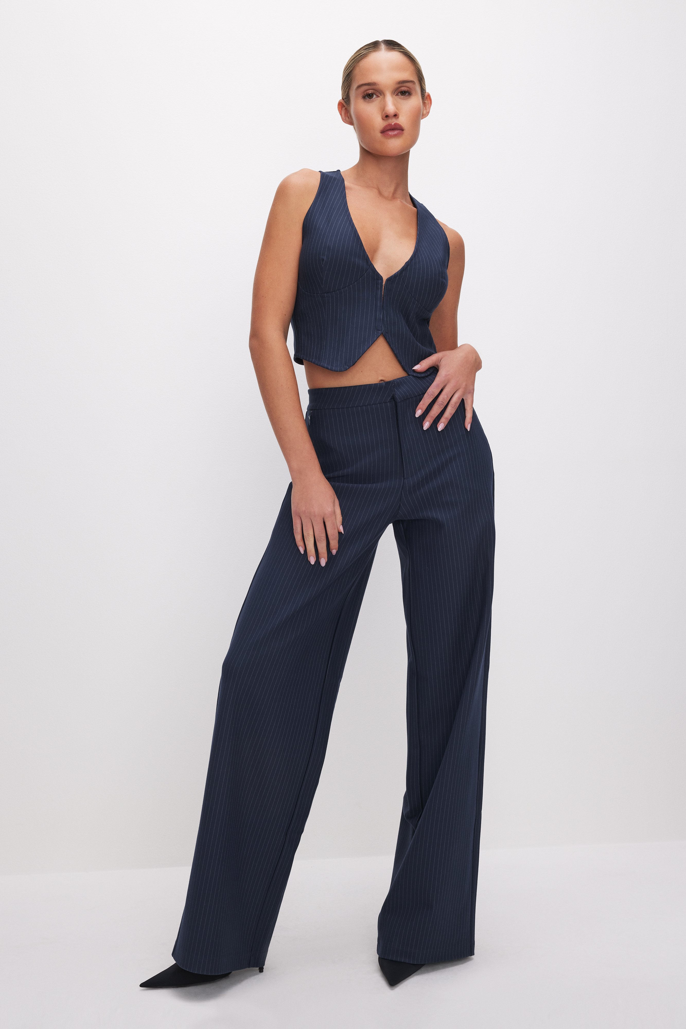 Styled with PONTE WIDE LEG PANTS | INK STRIPE001