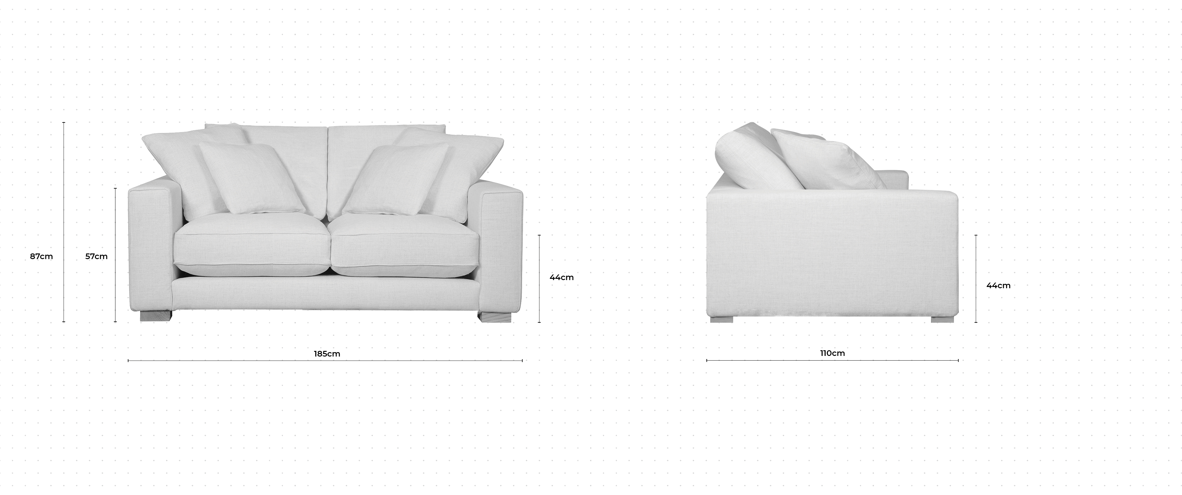 Dillon 2 Seater Sofa dimensions