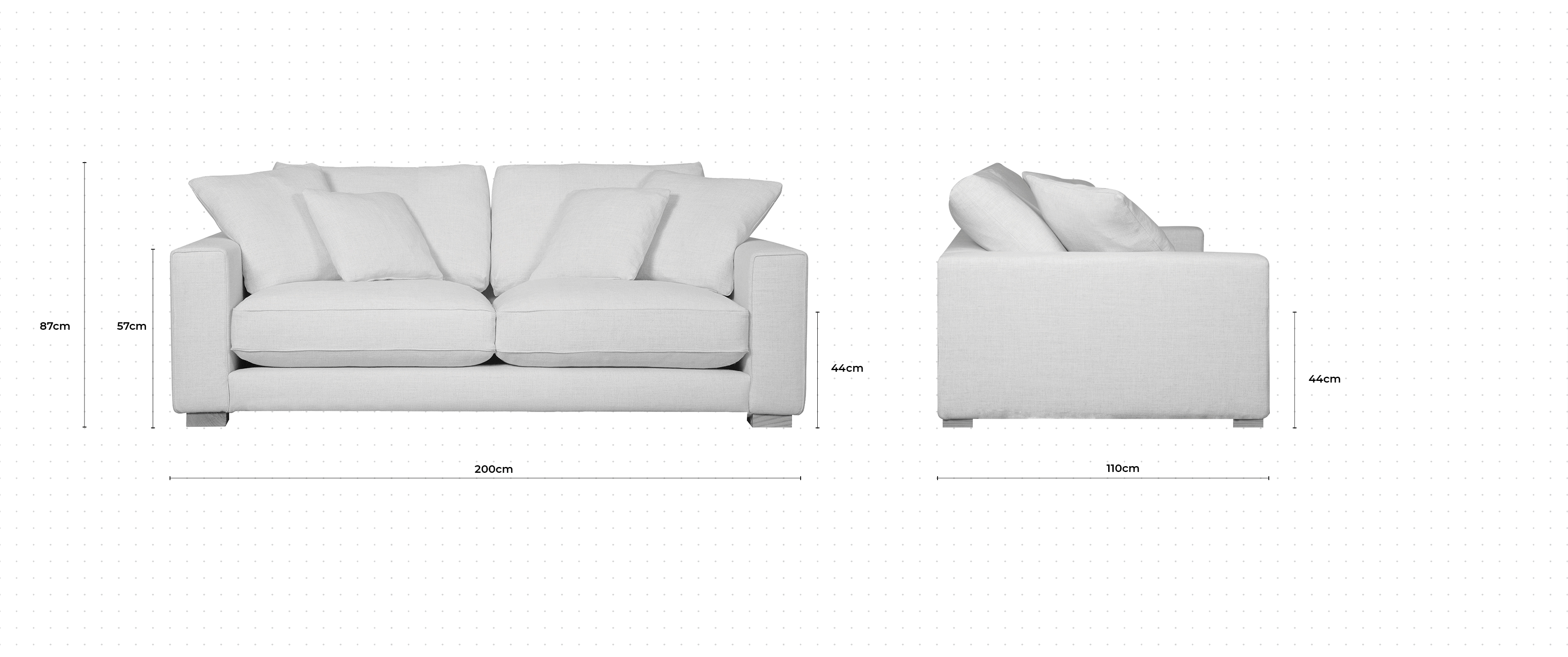 Dillon 2.5 Seater Sofa dimensions