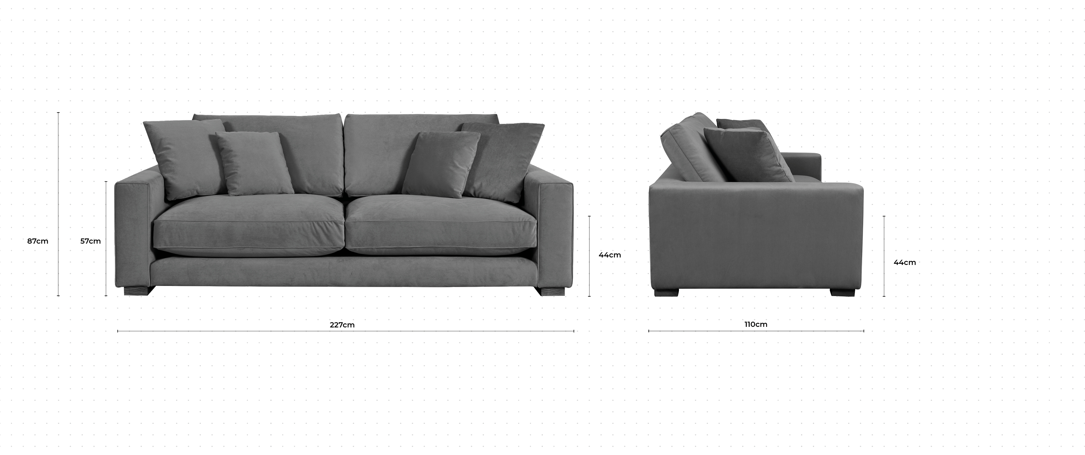 Dillon 3 Seater Sofa dimensions
