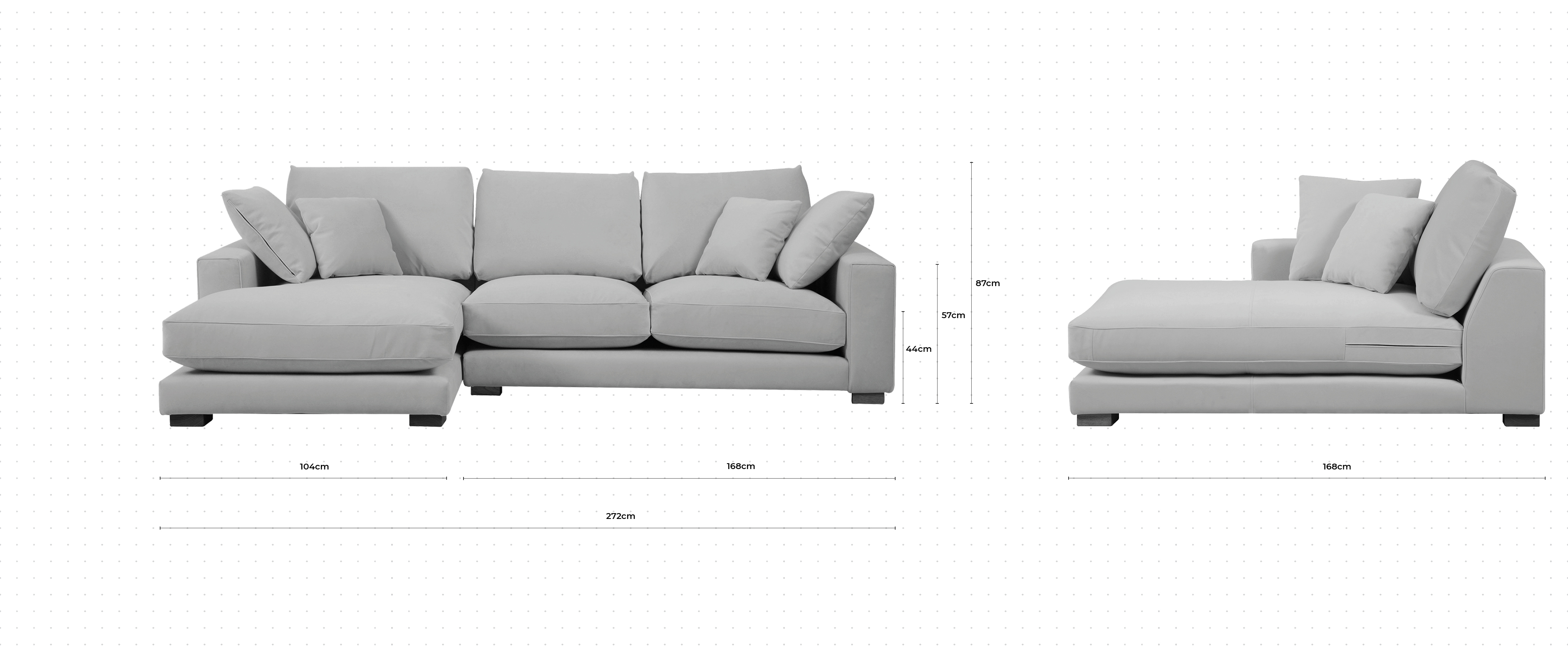 Dillon Large Chaise Sofa LHF dimensions