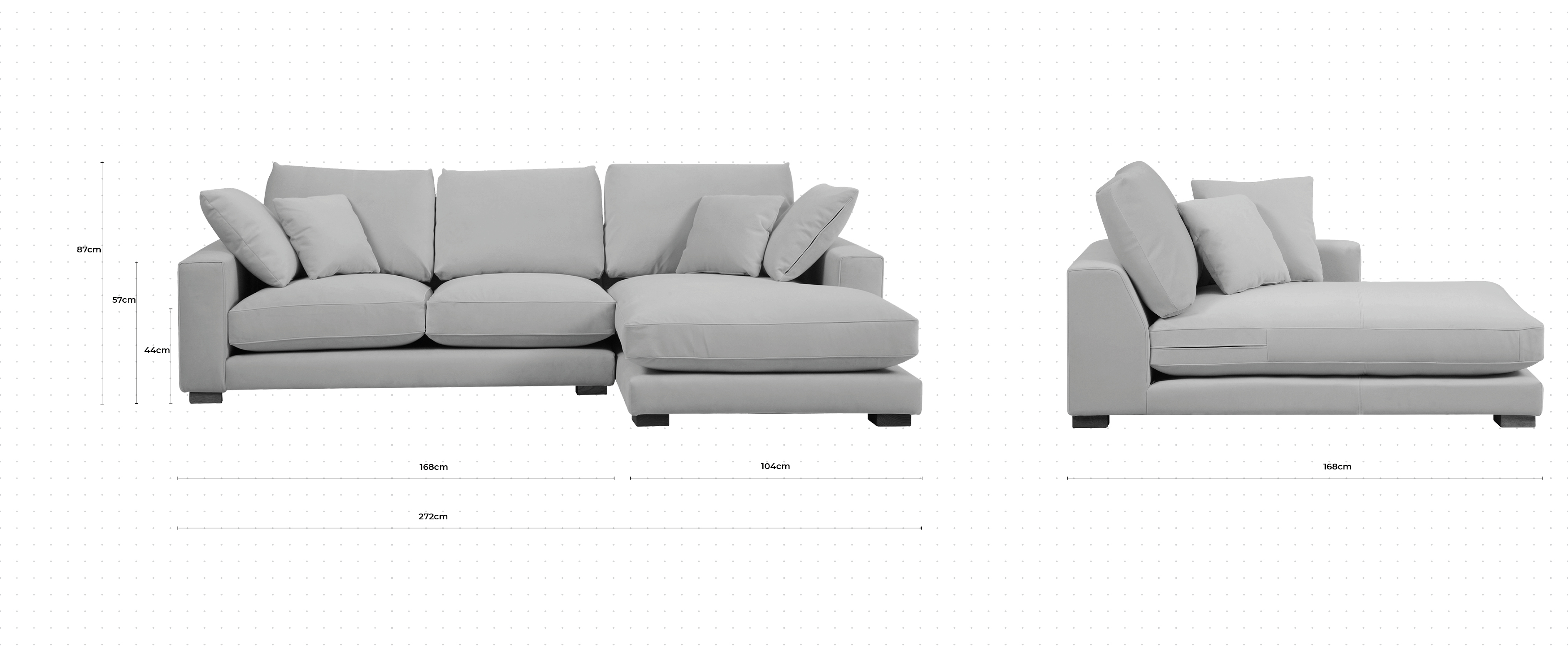 Dillon Large Chaise Sofa RHF dimensions