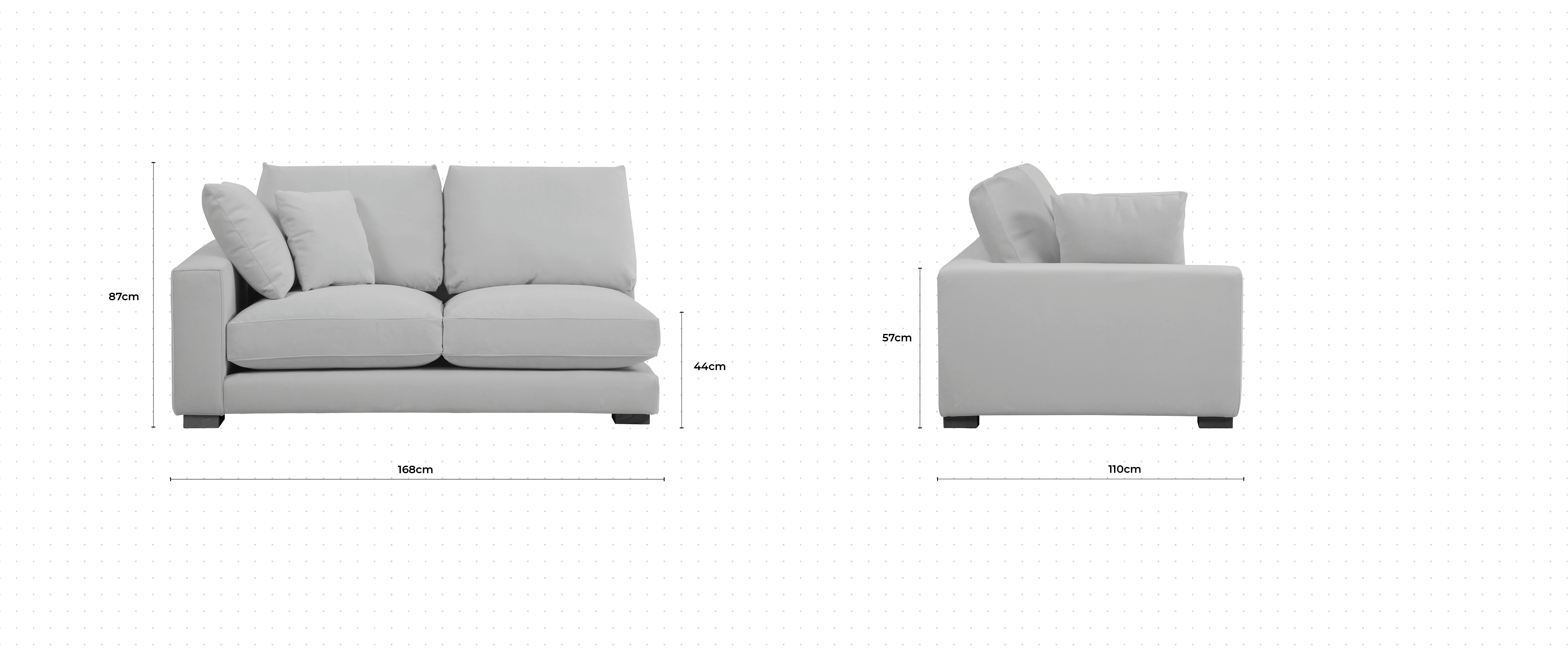 Dillon 2 Seater Sofa LHF dimensions