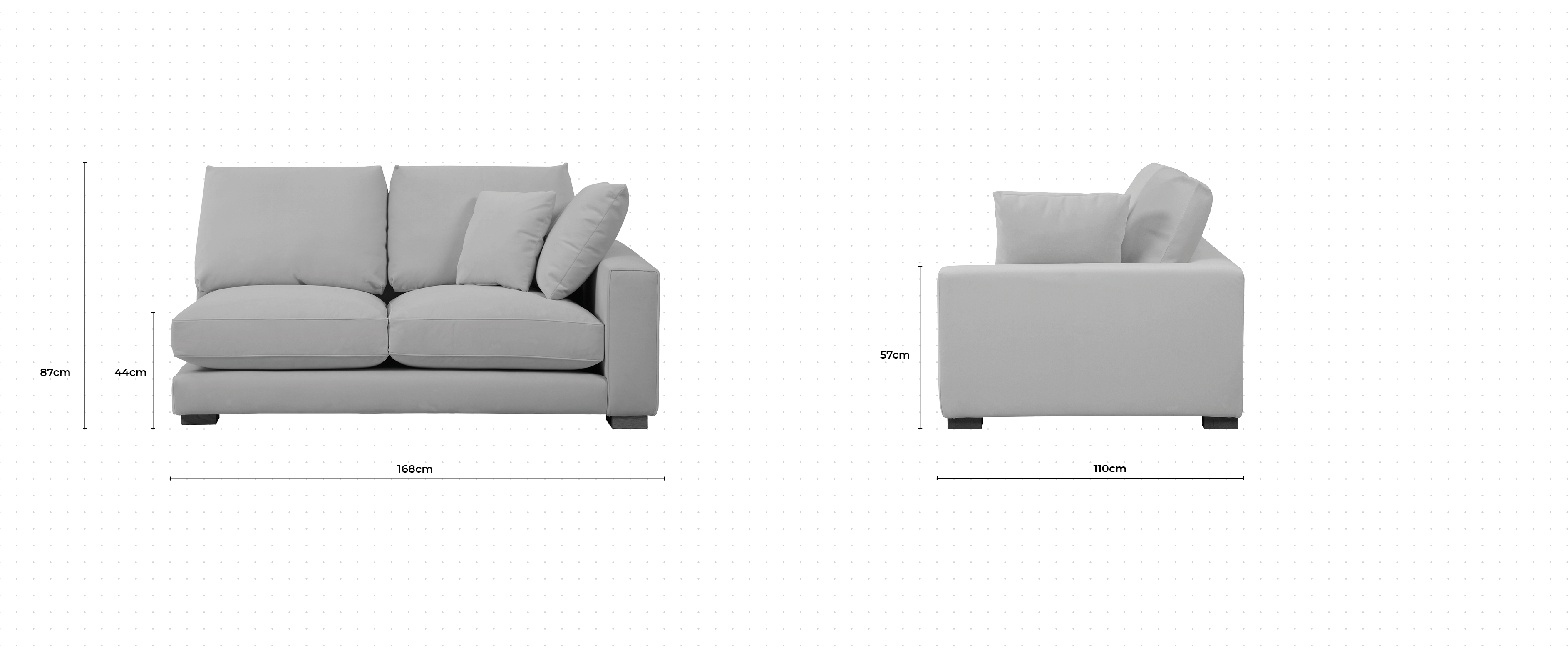 Dillon 2 Seater Sofa RHF dimensions
