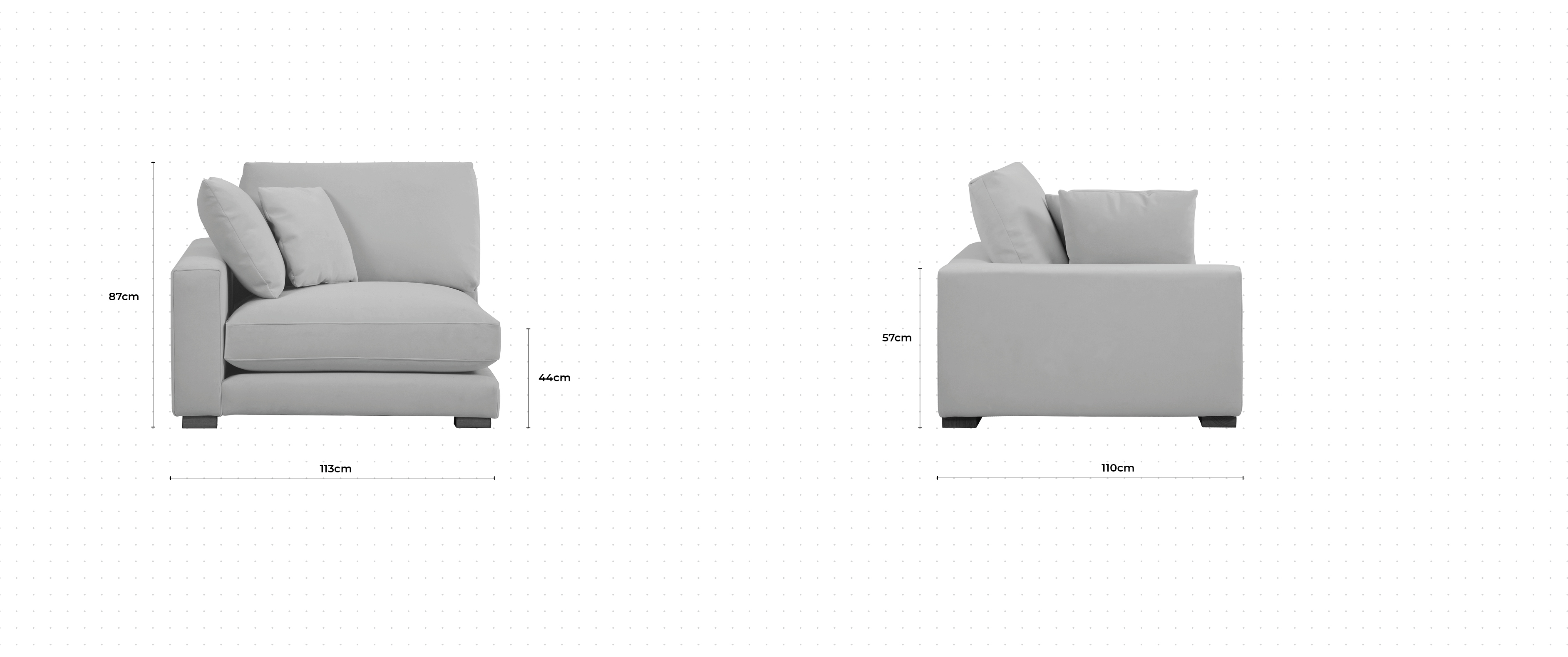 Dillon 1 Seater Sofa LHF dimensions
