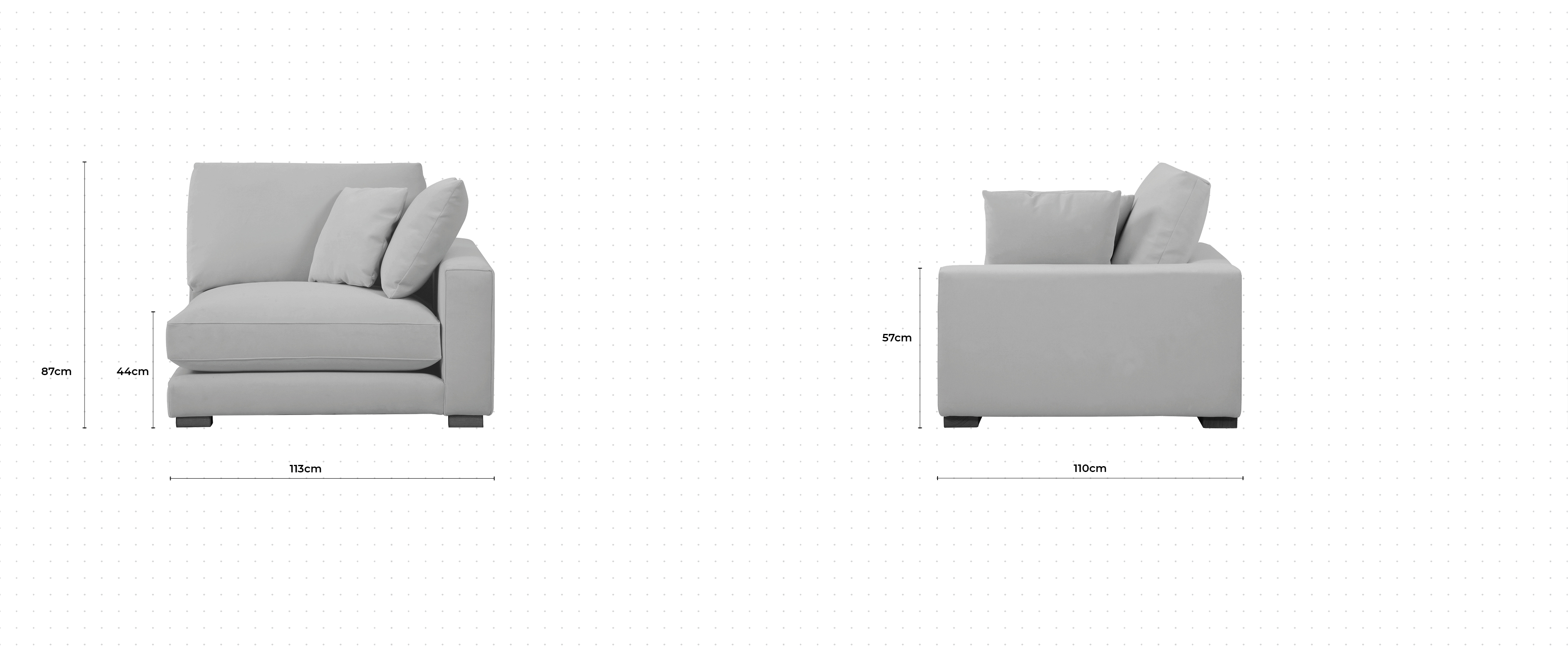 Dillon 1 Seater Sofa RHF dimensions