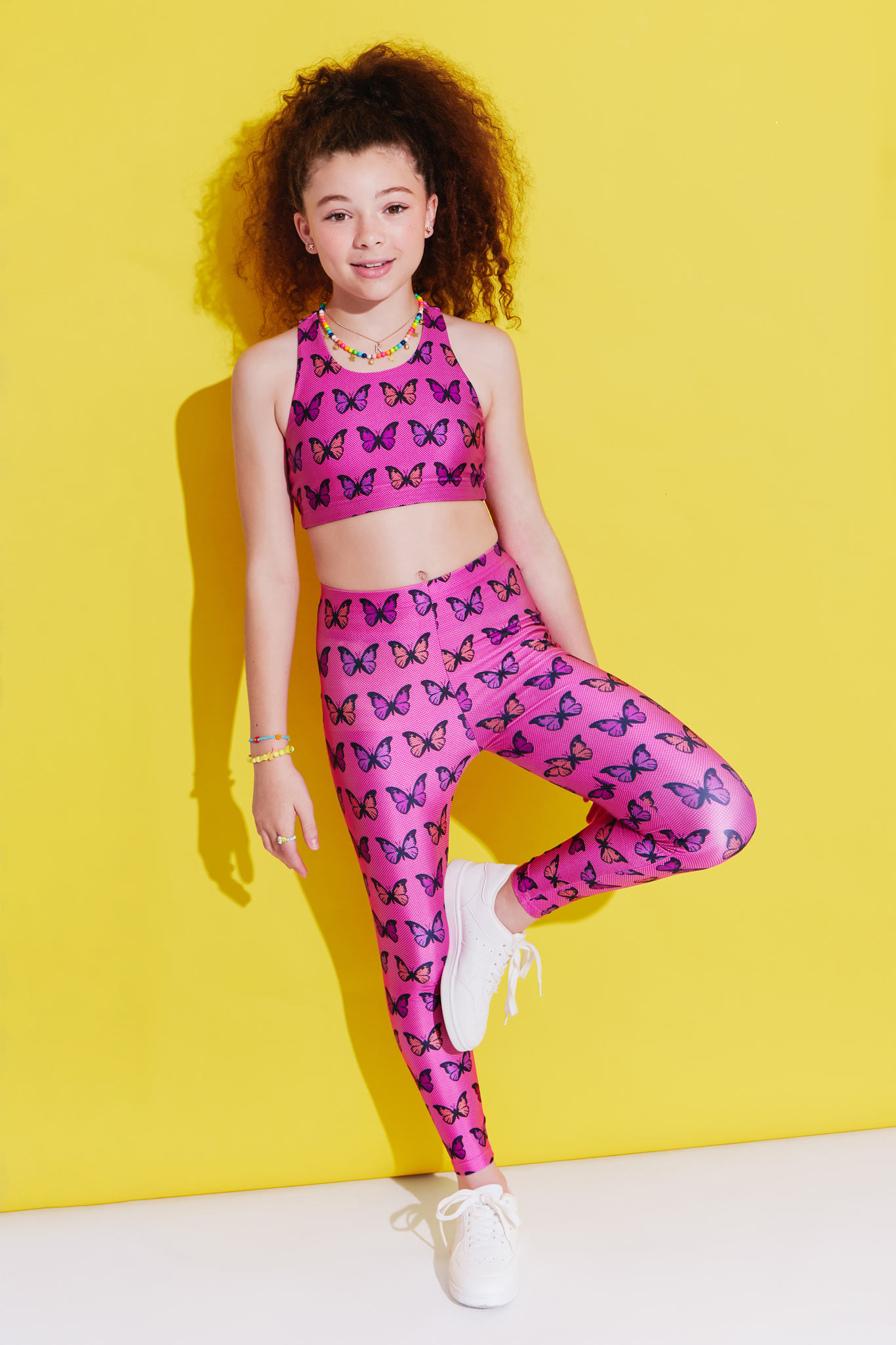Butterfly Bandeau Top And Jogger Pants Set In YELLOW