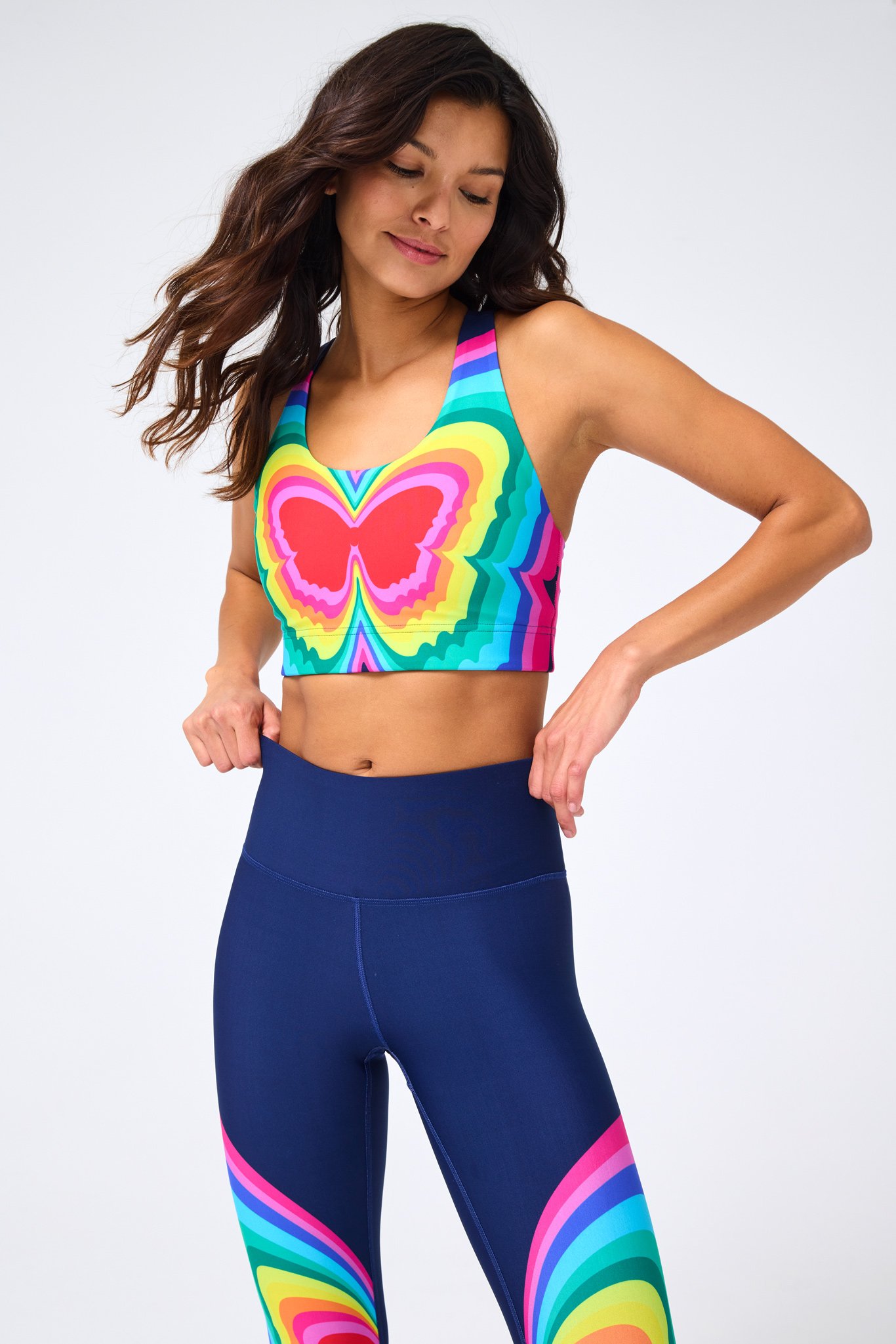 DuoKnit Sports Bra in Navy Psychedelic Butterfly –