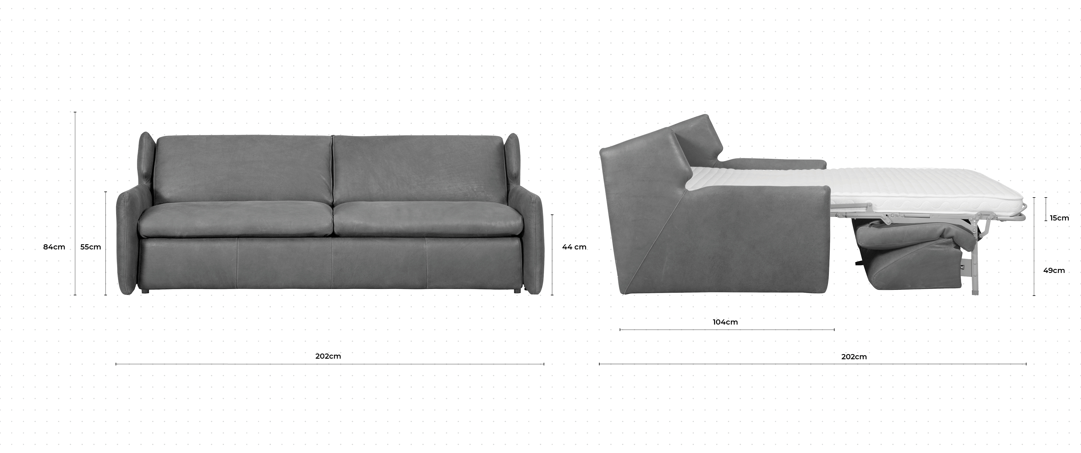 Burton 3 Seater Sofa Bed dimensions