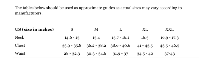 size chart