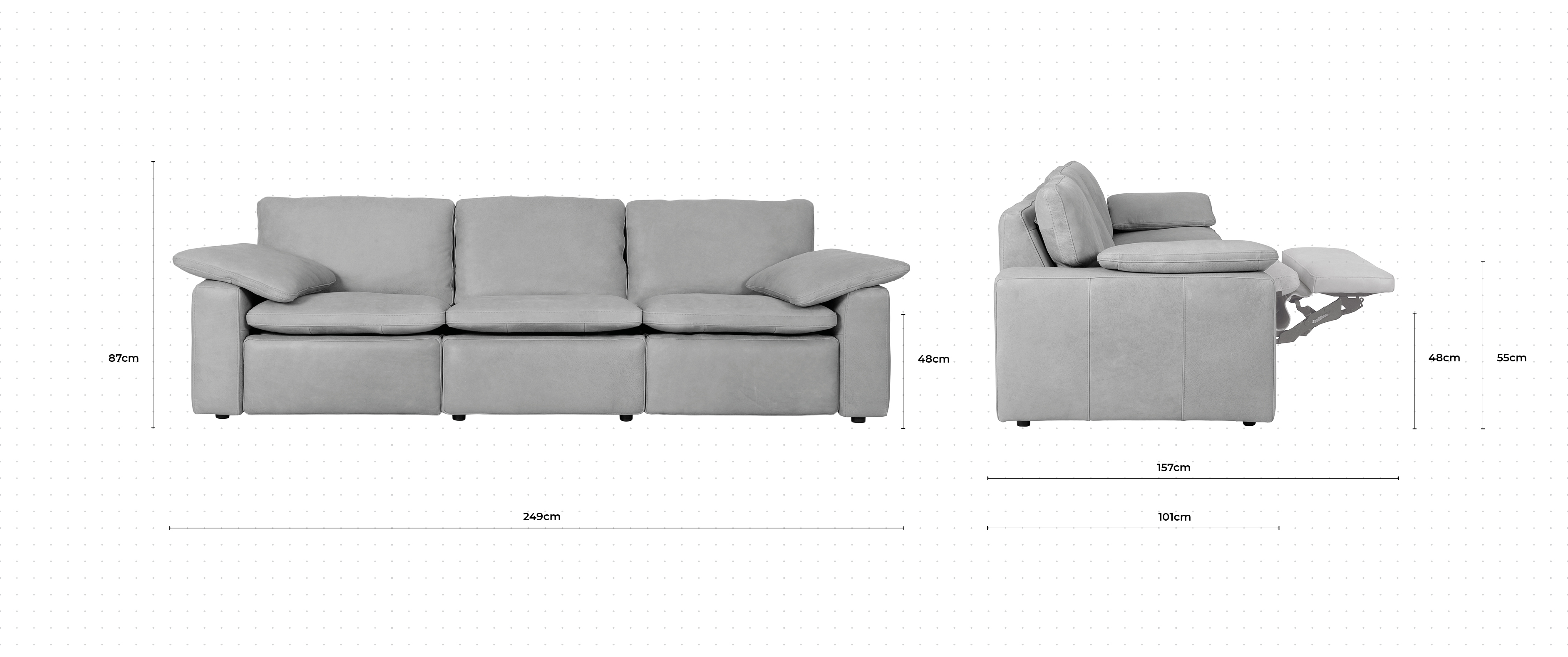 Martin 3 Seater Sofa dimensions