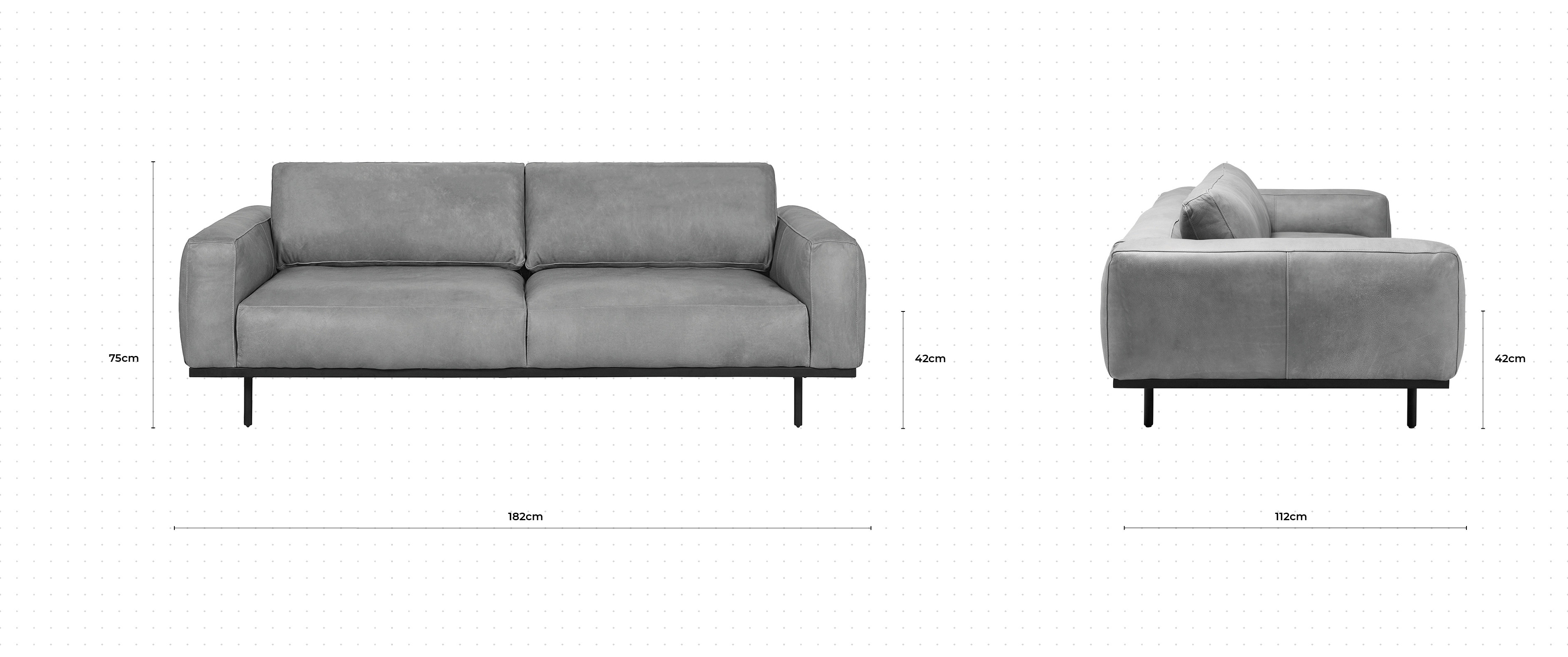 Nougat 2 Seater Sofa dimensions