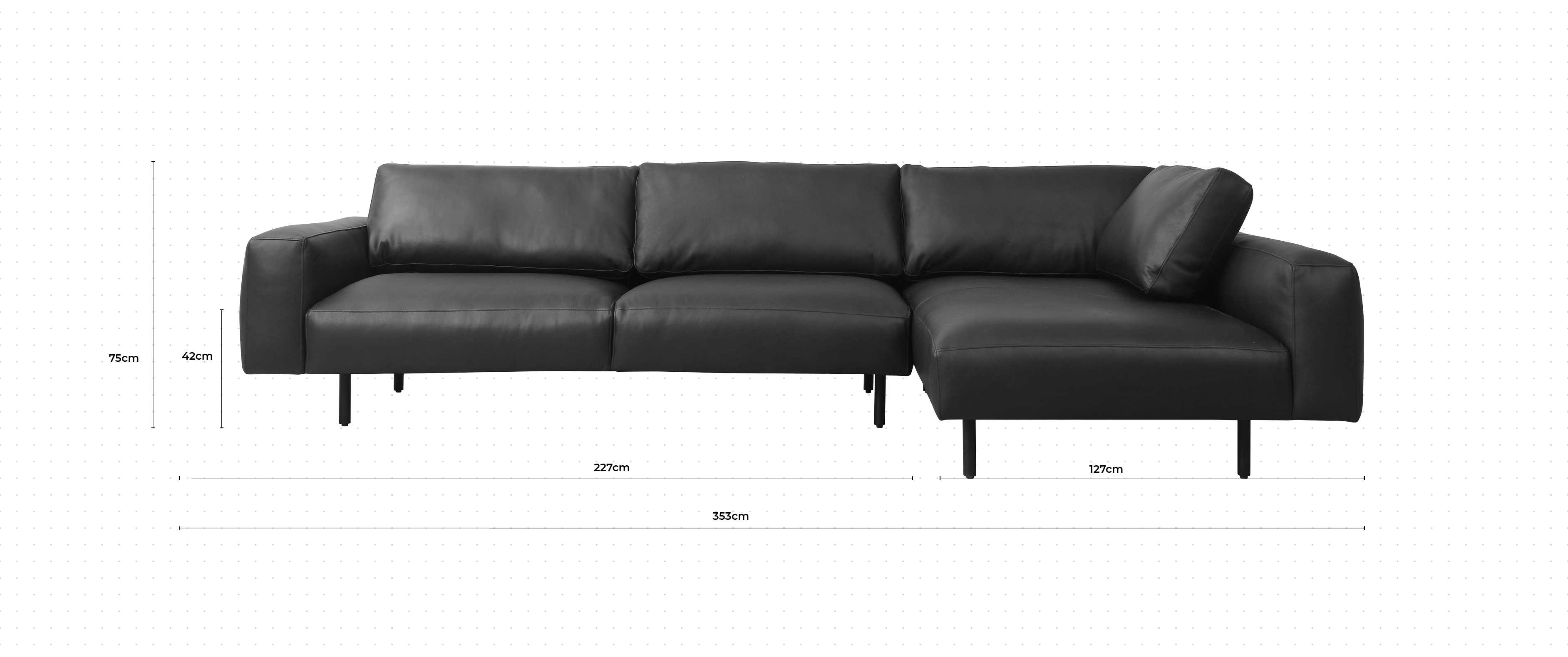 Nougat Large Chaise Sofa RHF dimensions