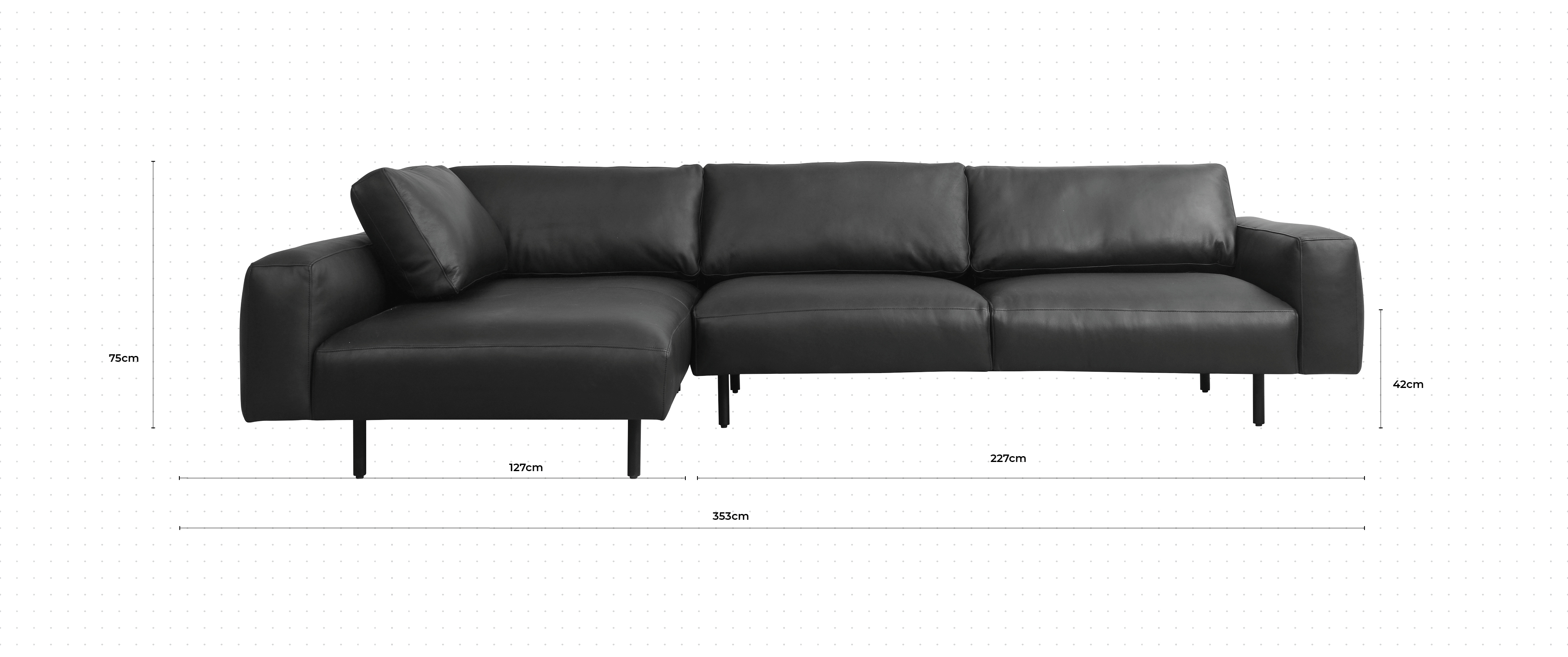 Nougat Large Chaise Sofa LHF dimensions
