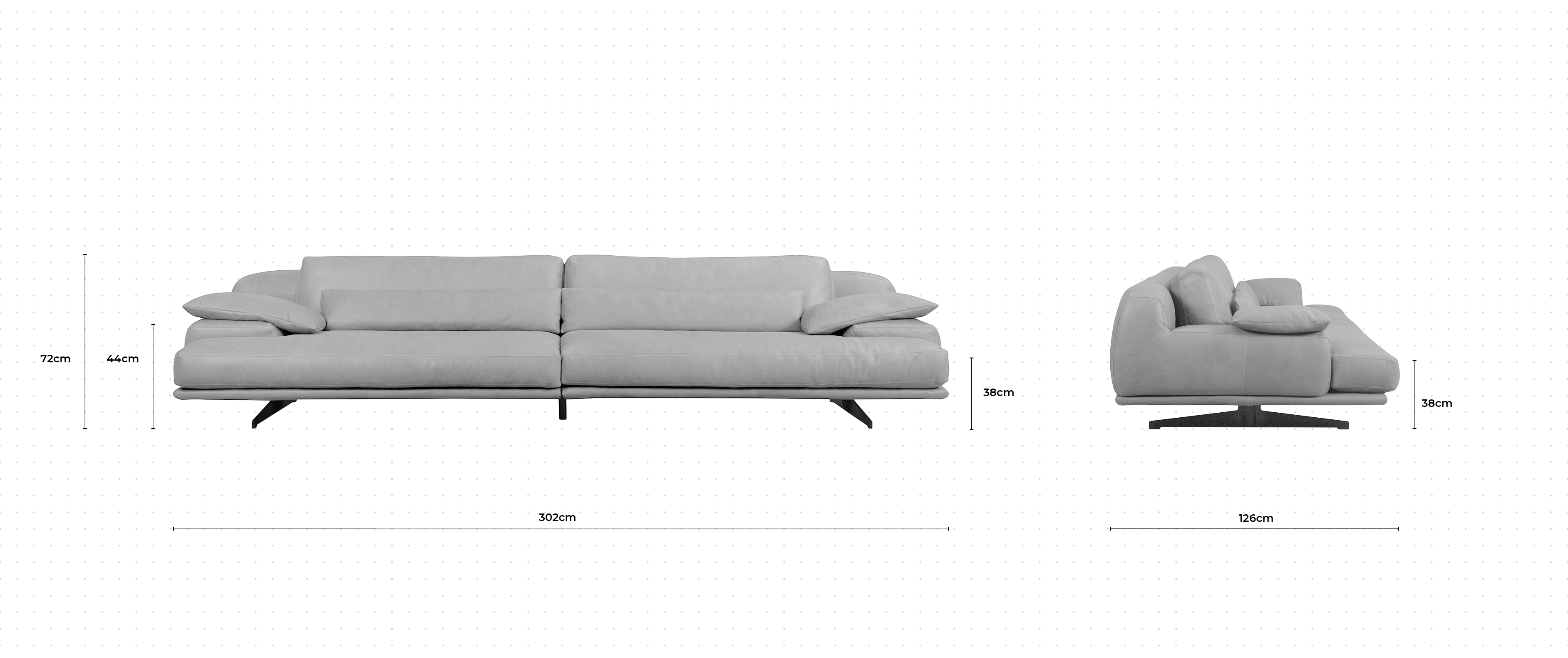 Beluga 4 Seater Sofa dimensions