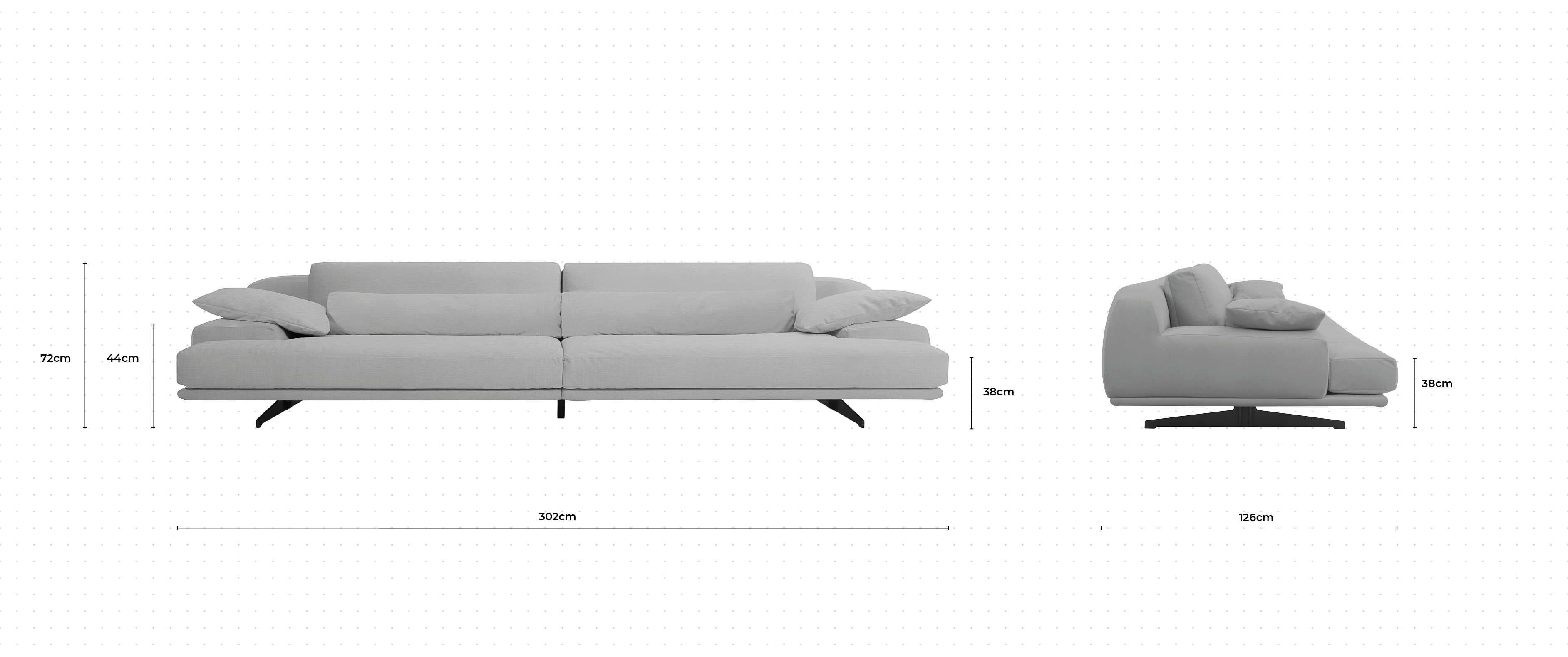 Beluga 4 Seater Sofa dimensions