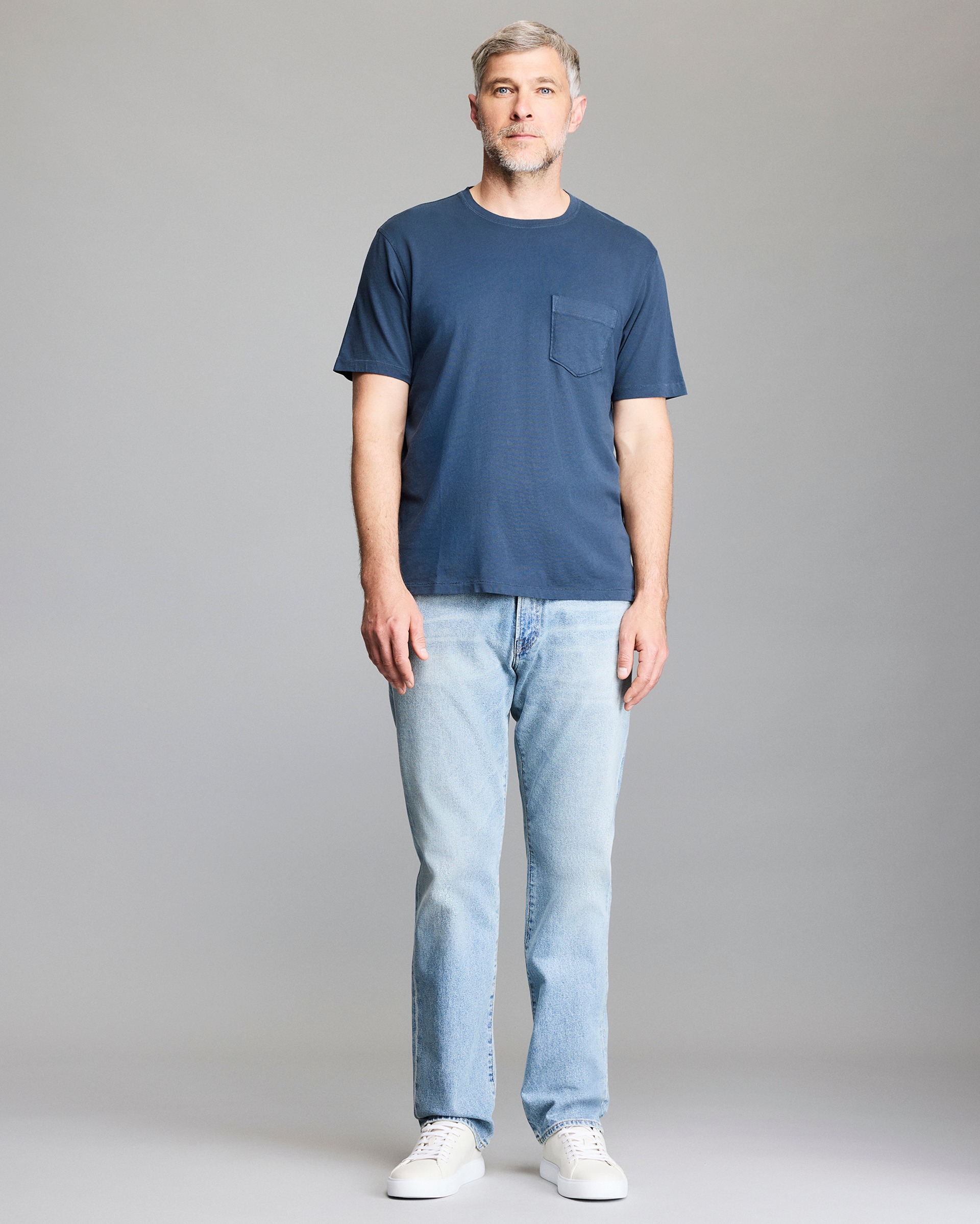 Model shows the fit of the tee.