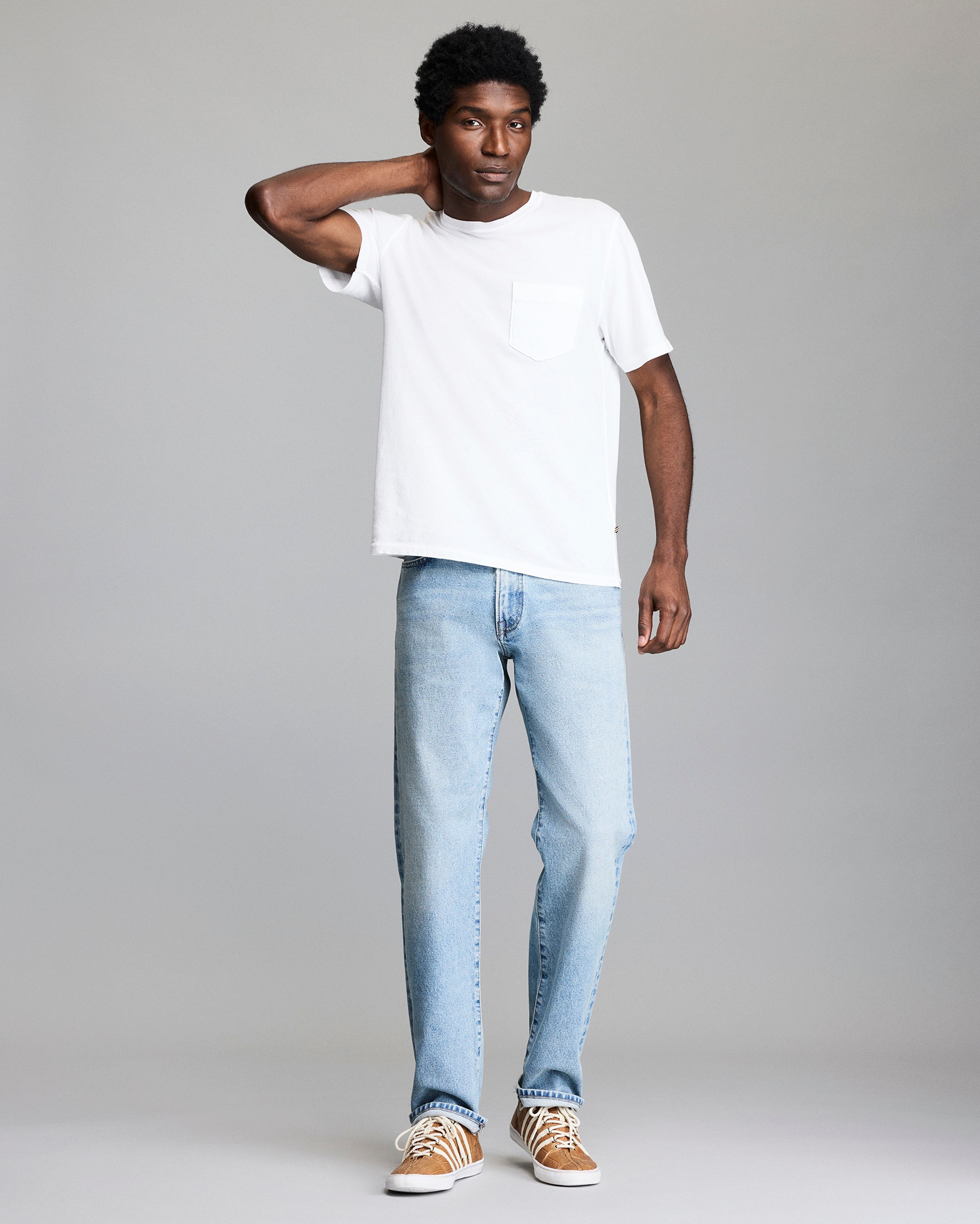 Model shows the fit of the shirt.