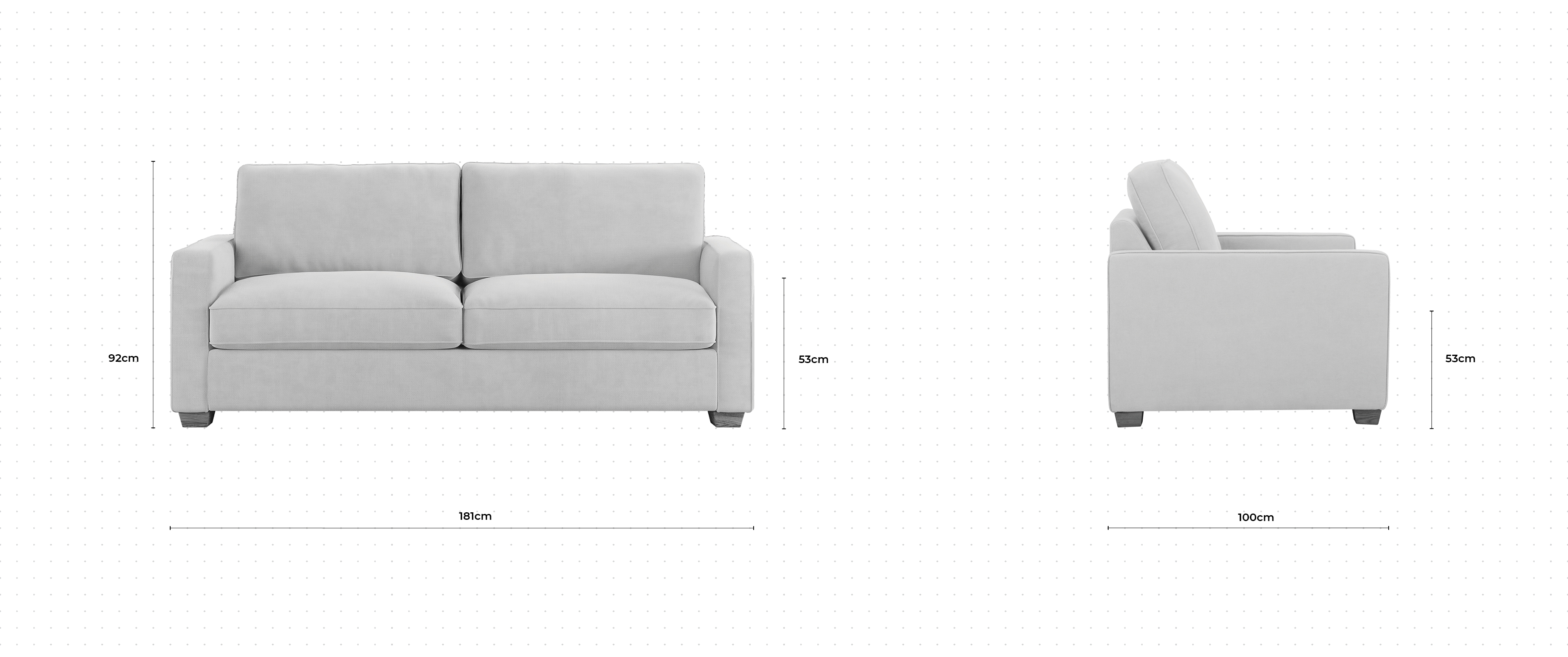 Blake 2 Seater Sofa dimensions