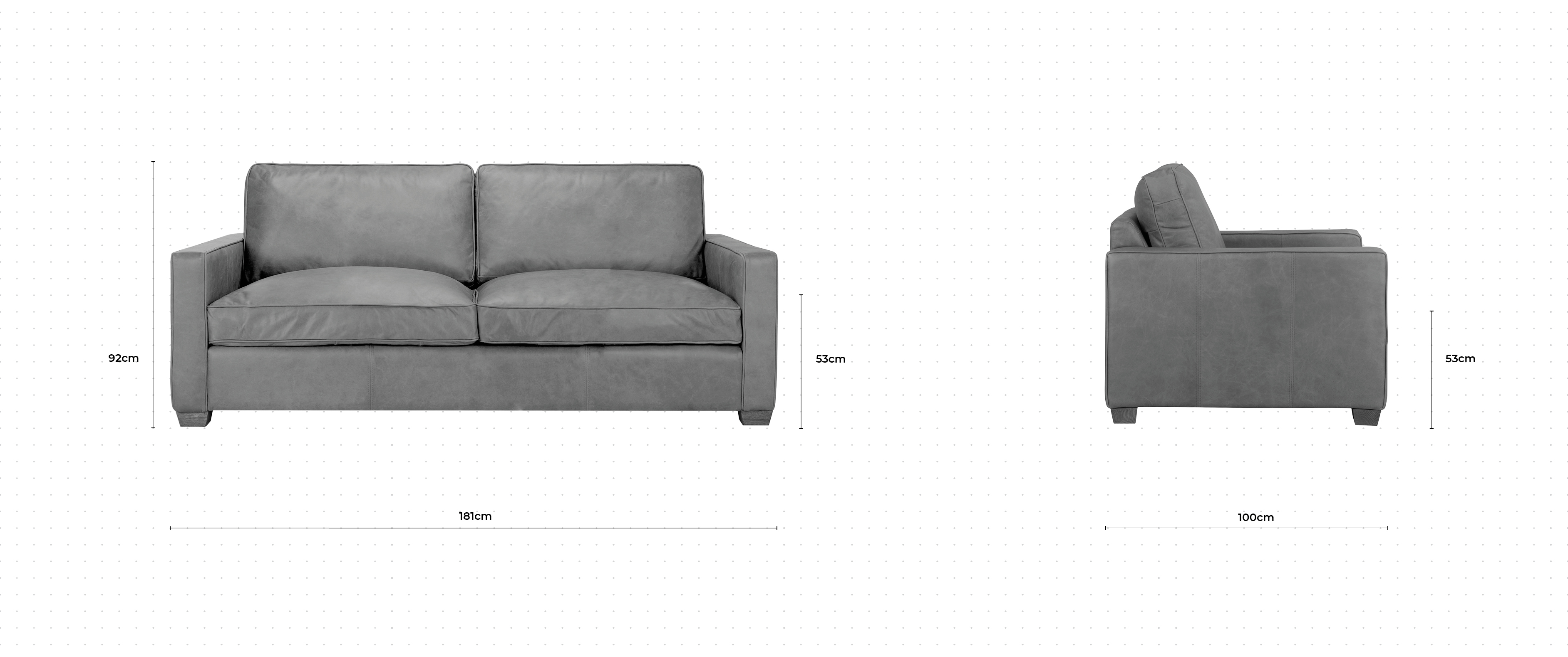 Blake 2 Seater Sofa dimensions