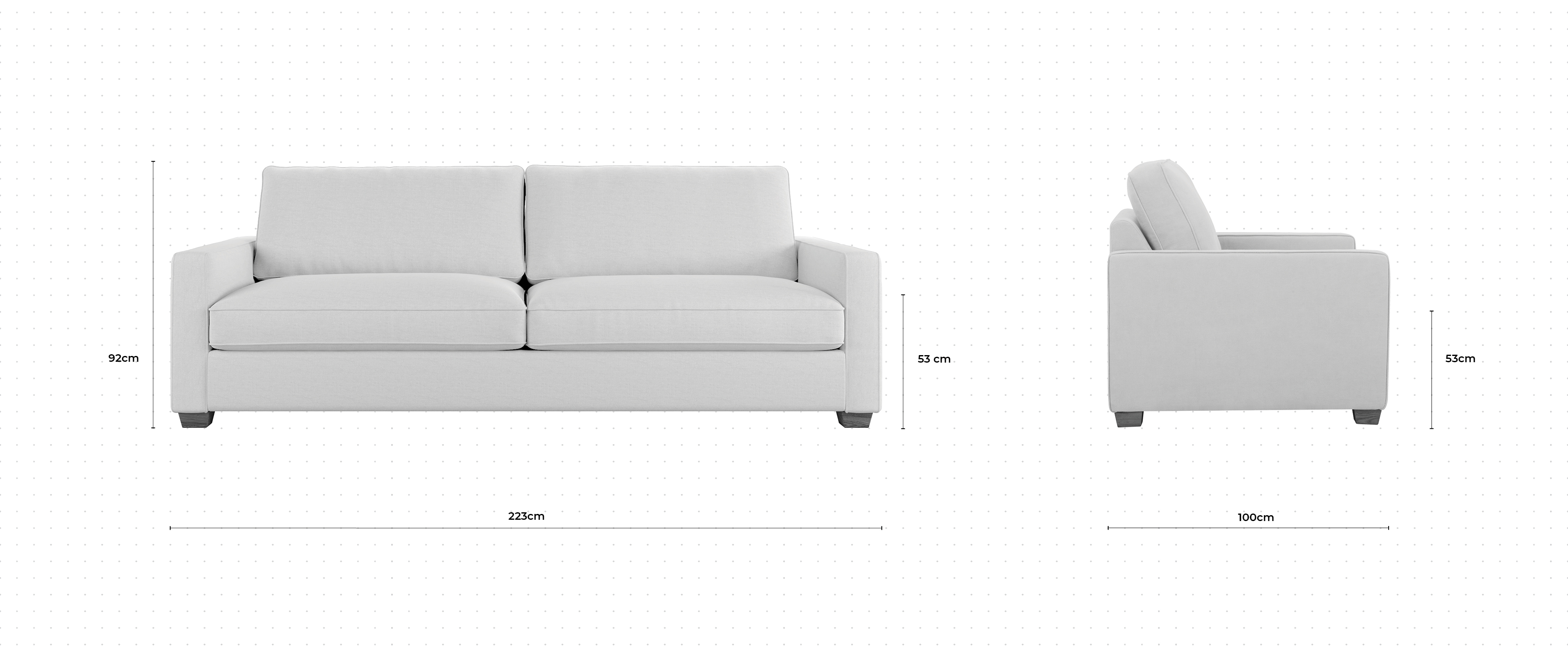 Blake 3 Seater Sofa dimensions
