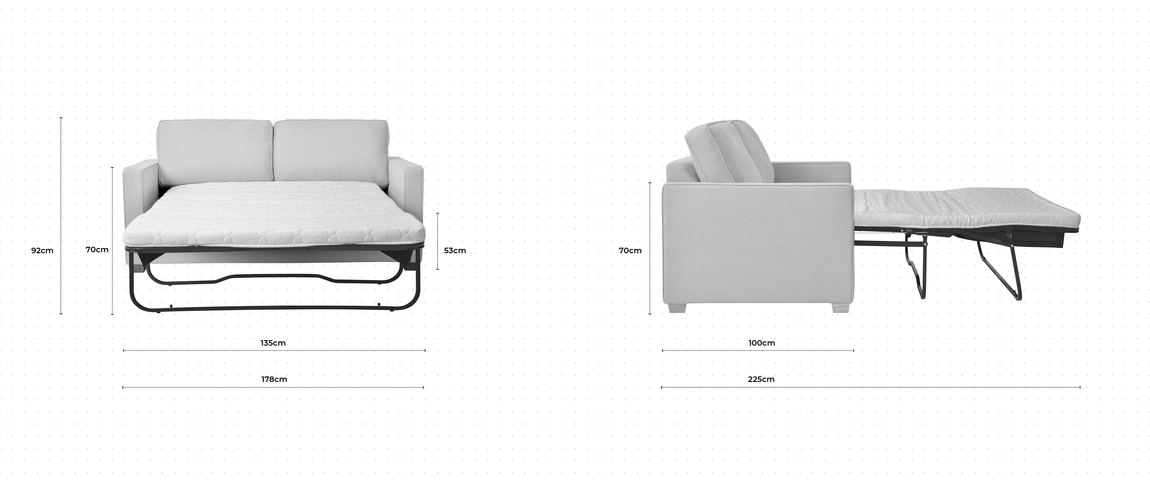 Blake 2 Seater Sofa Bed dimensions