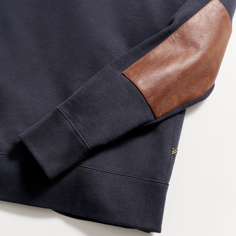 Men's Slim Fit Dover Sweatshirt with Distressed Leather