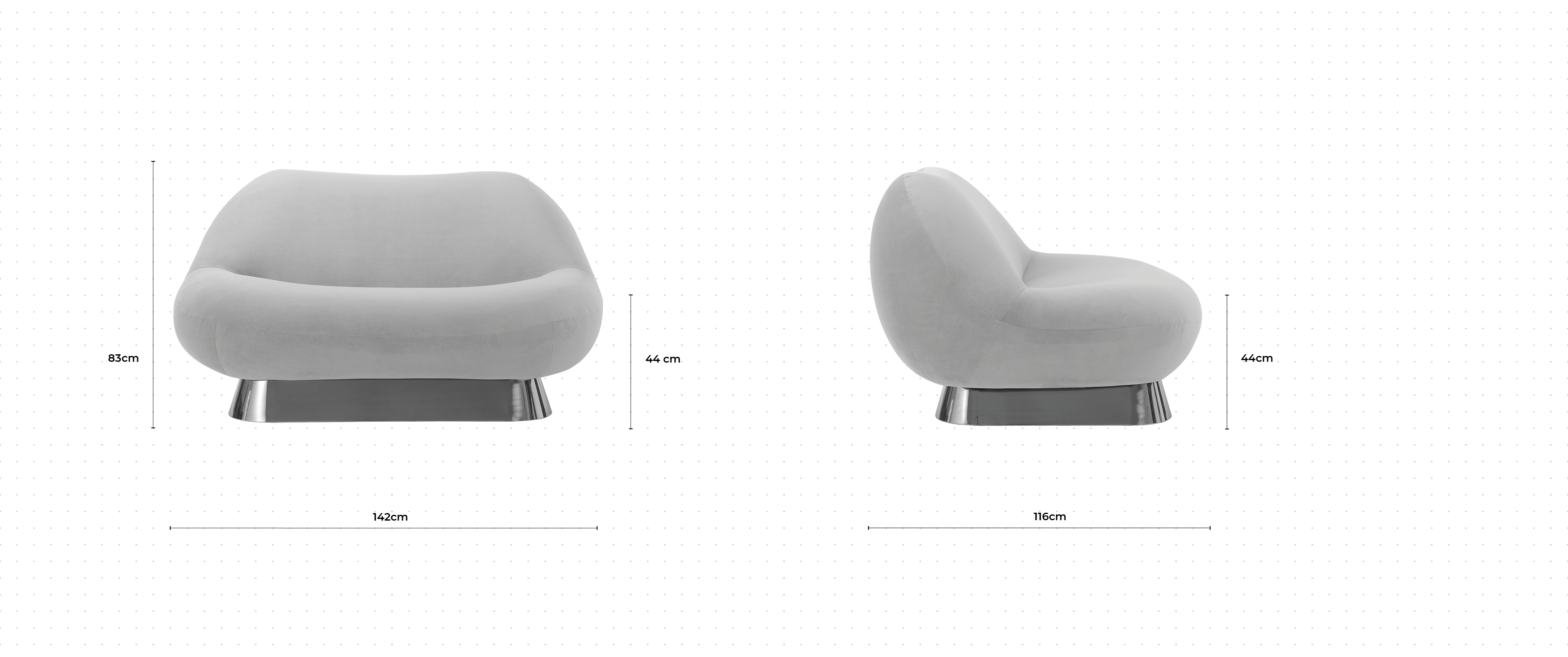 Bubble 2 Seater Sofa dimensions