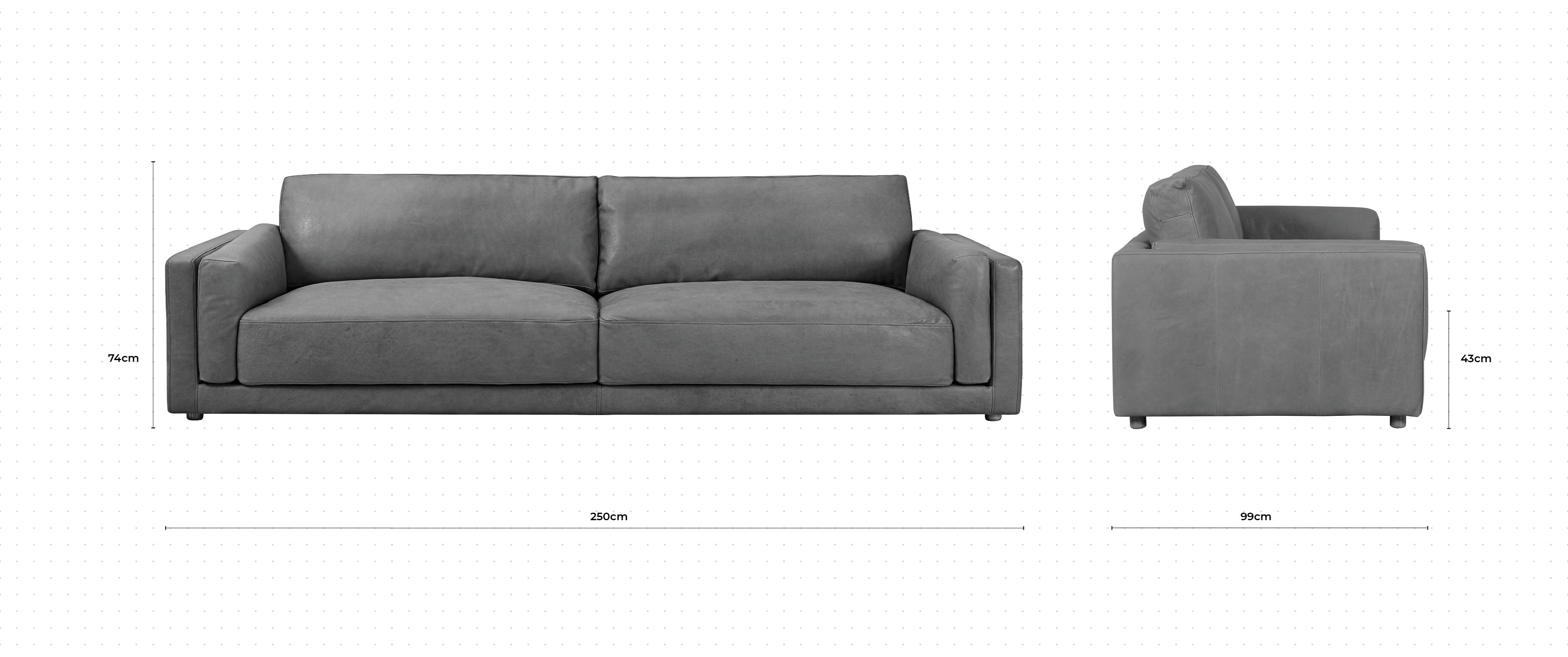 Butter 3 Seater Sofa dimensions