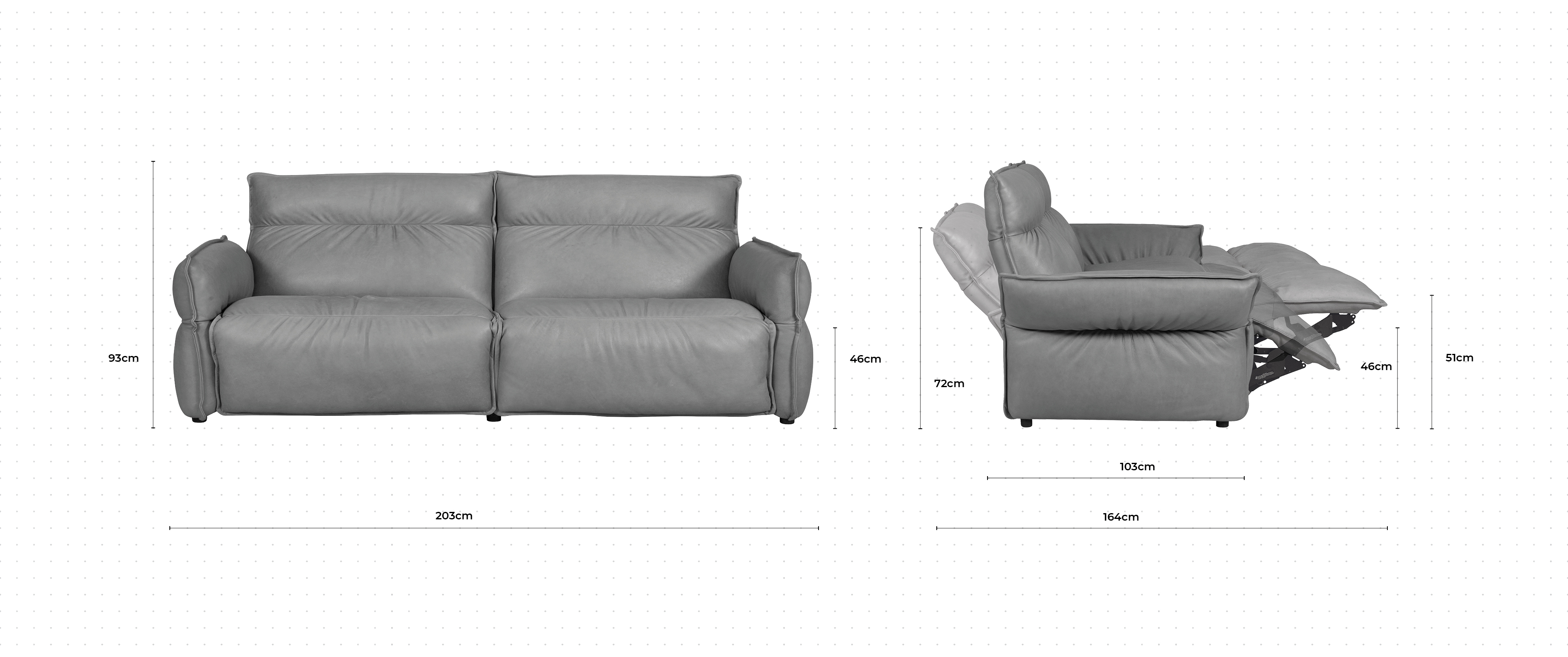 Cameron 3 Seater Sofa dimensions