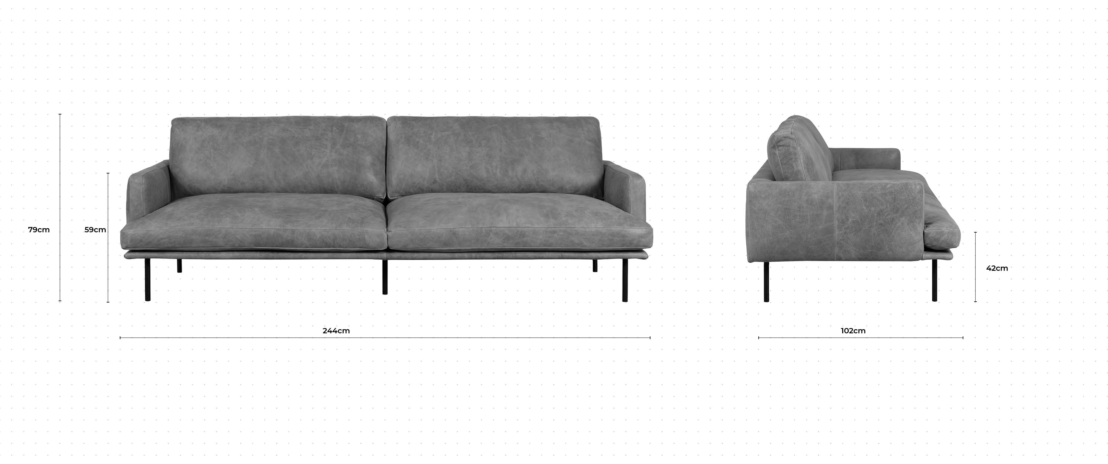 Crema 3 Seater Sofa dimensions