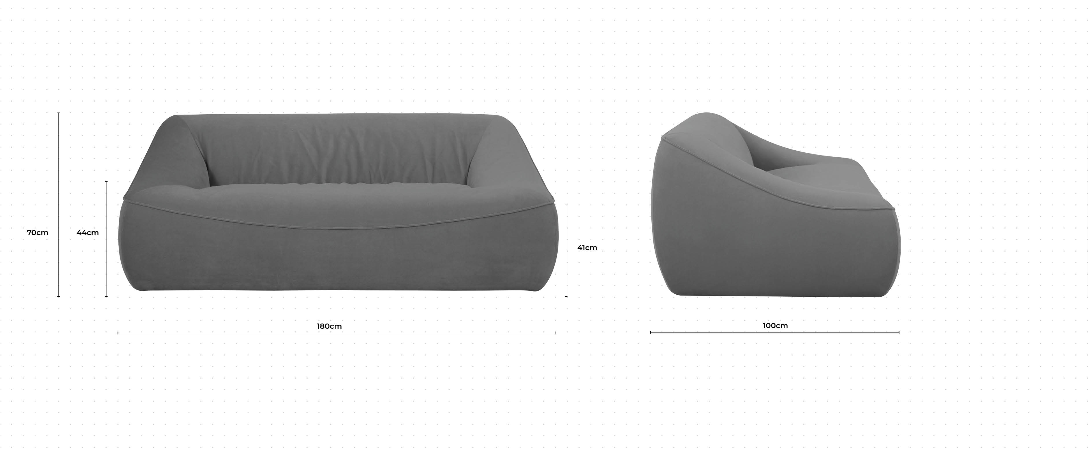 Choux 2 Seater Sofa dimensions
