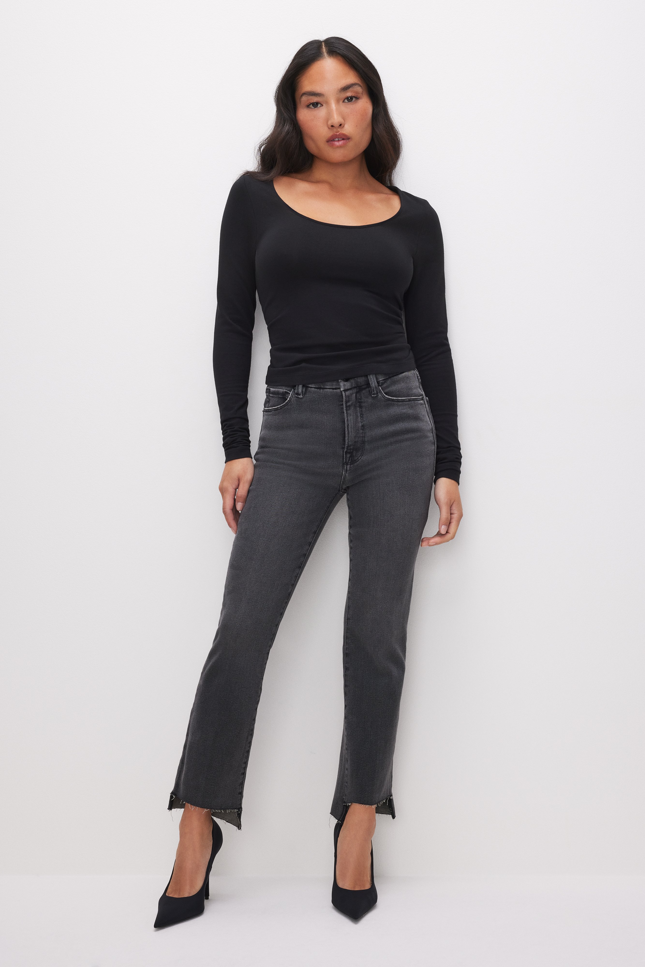 Styled with GOOD PETITE STRAIGHT JEANS | BLACK303