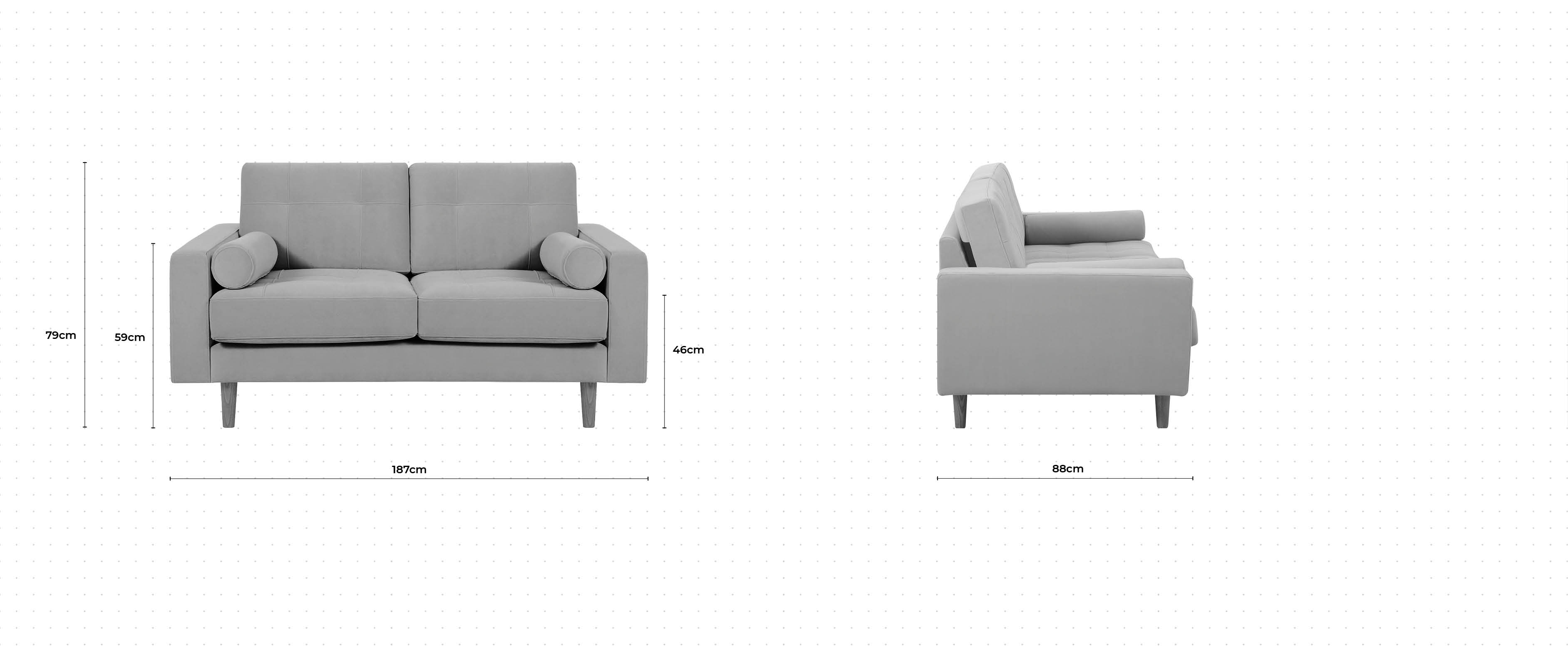 Caufield 2 Seater Sofa dimensions