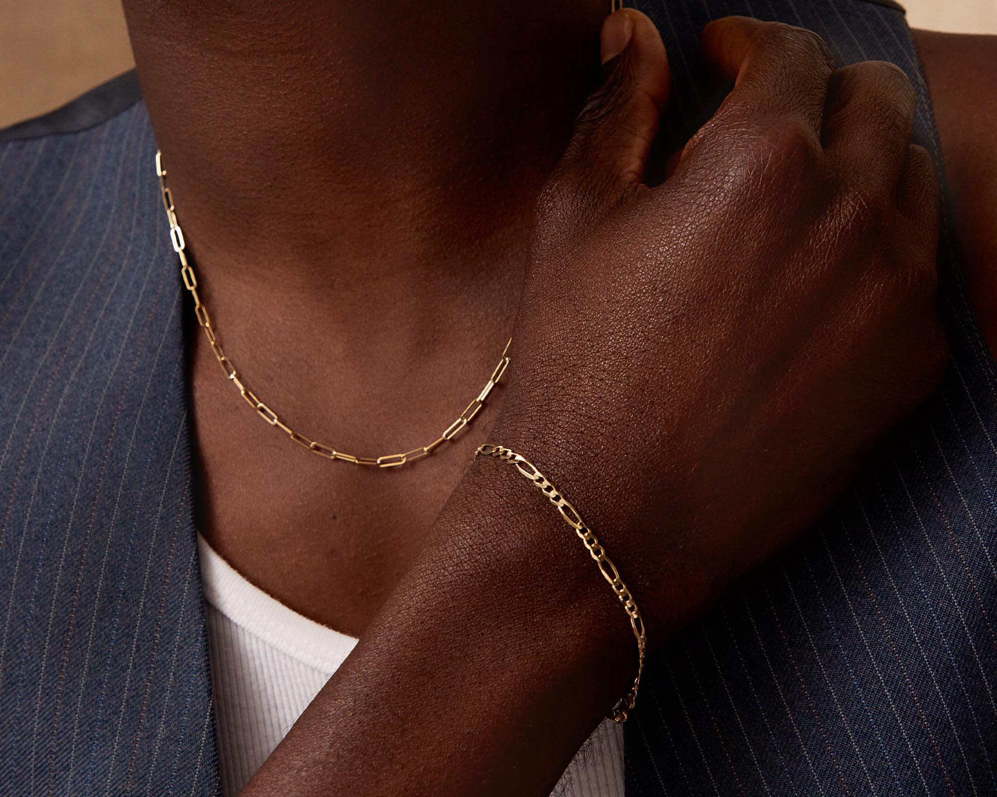 The Figaro 14k Gold Chain Bracelet | Holden