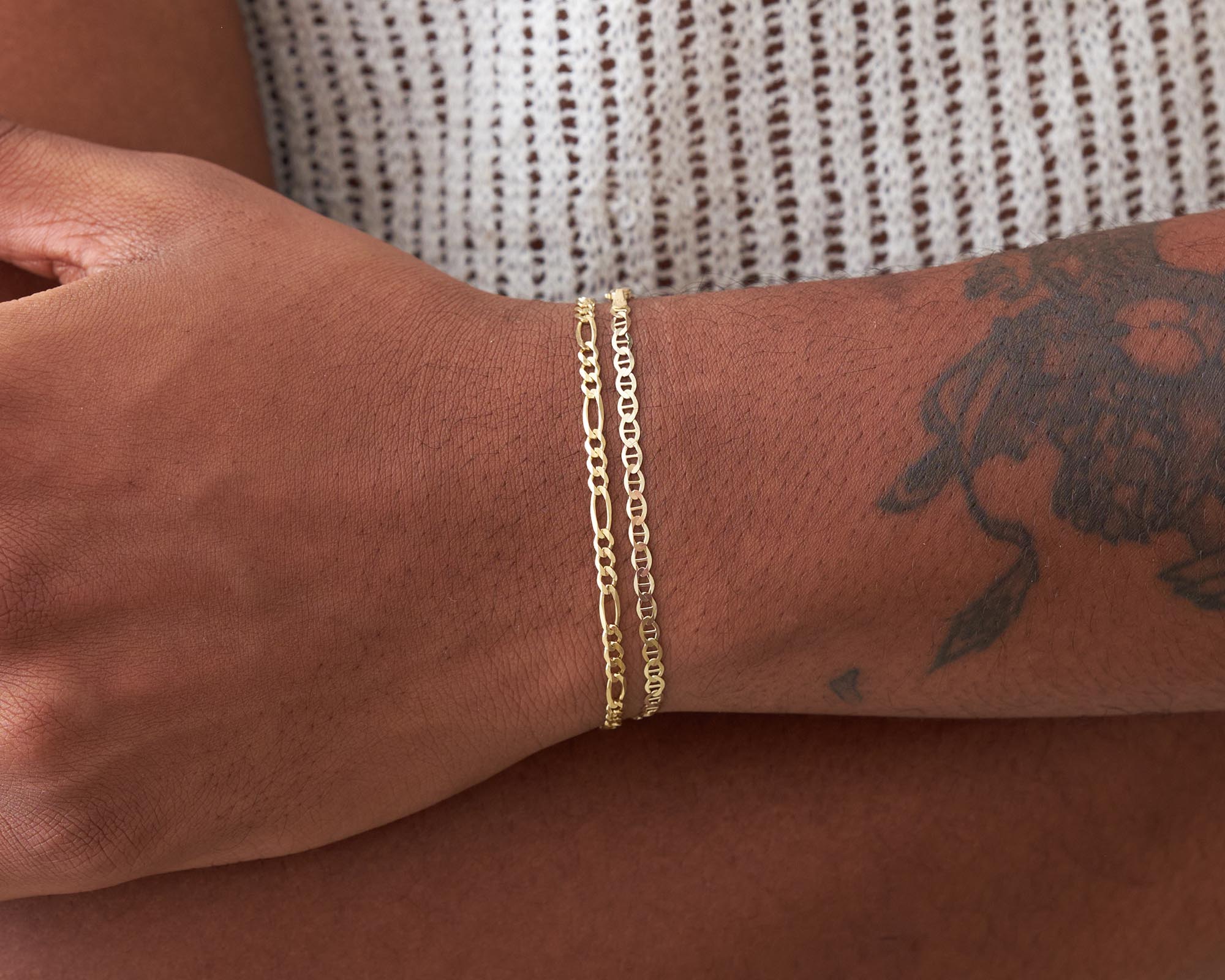 The Figaro 14k Gold Chain Bracelet | Holden