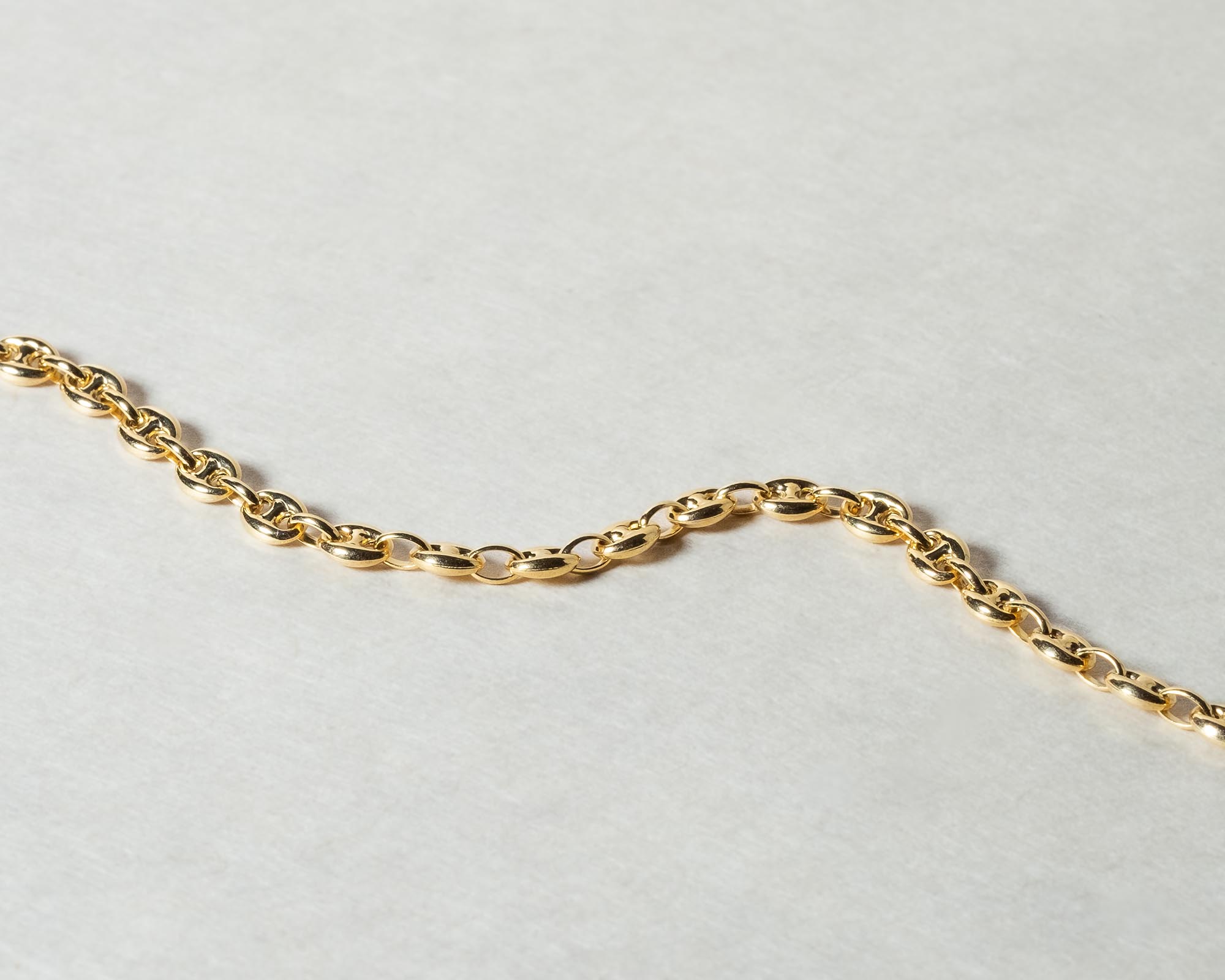 14K Gold Puff Mariner Link Chain Bracelet