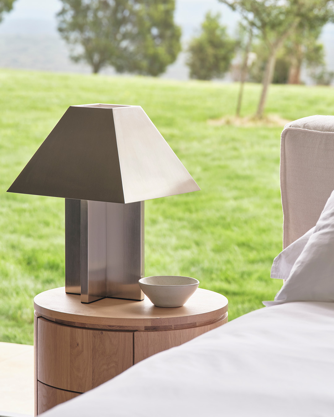 Zaha Brushed Steel Lamp