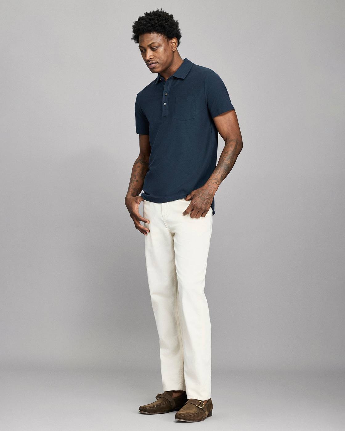 Billy Reid Pique Pensacola Polo, Blue Billy Reid Pique Pensacola Polo, Blue