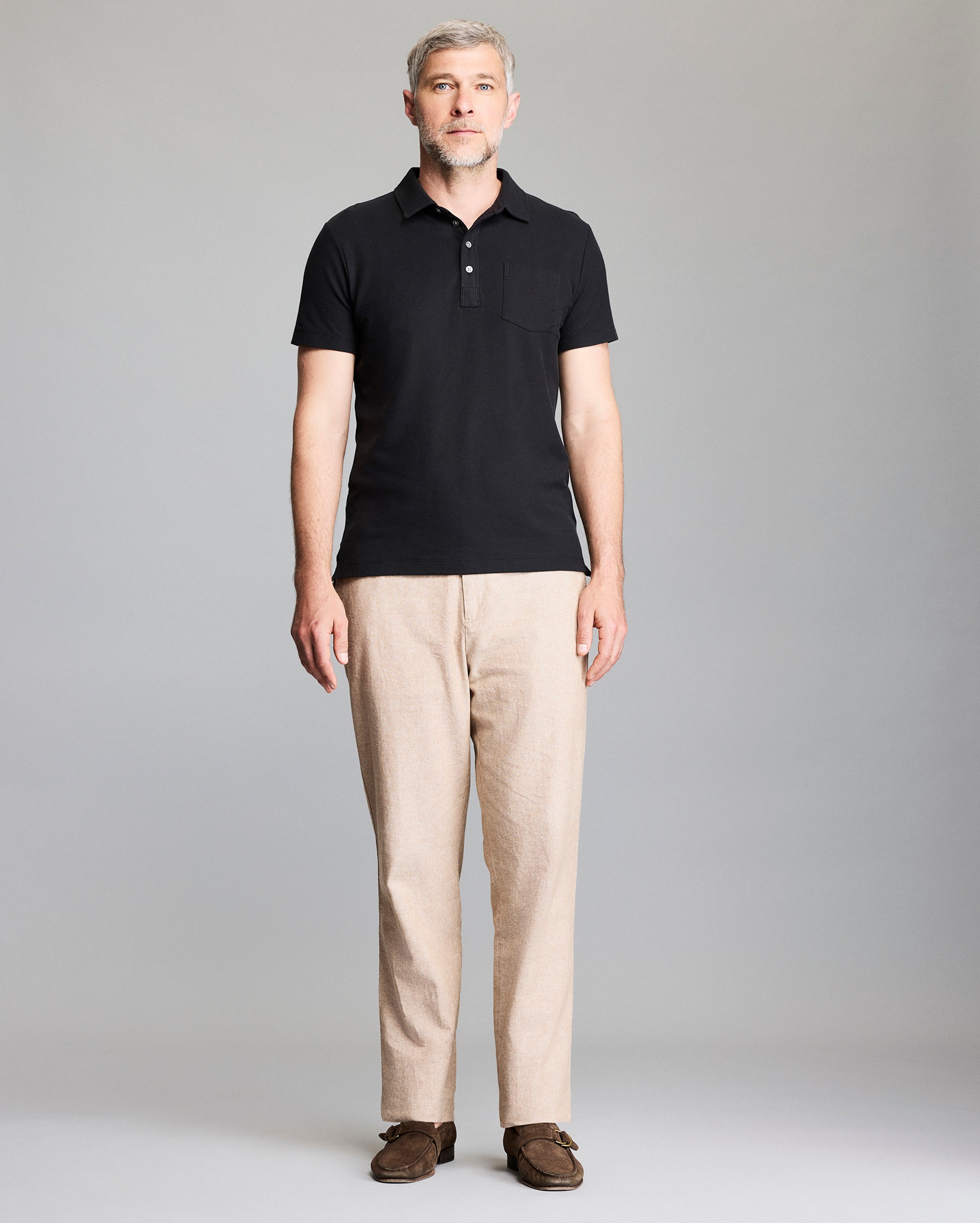 Model shows the fit of the polo.