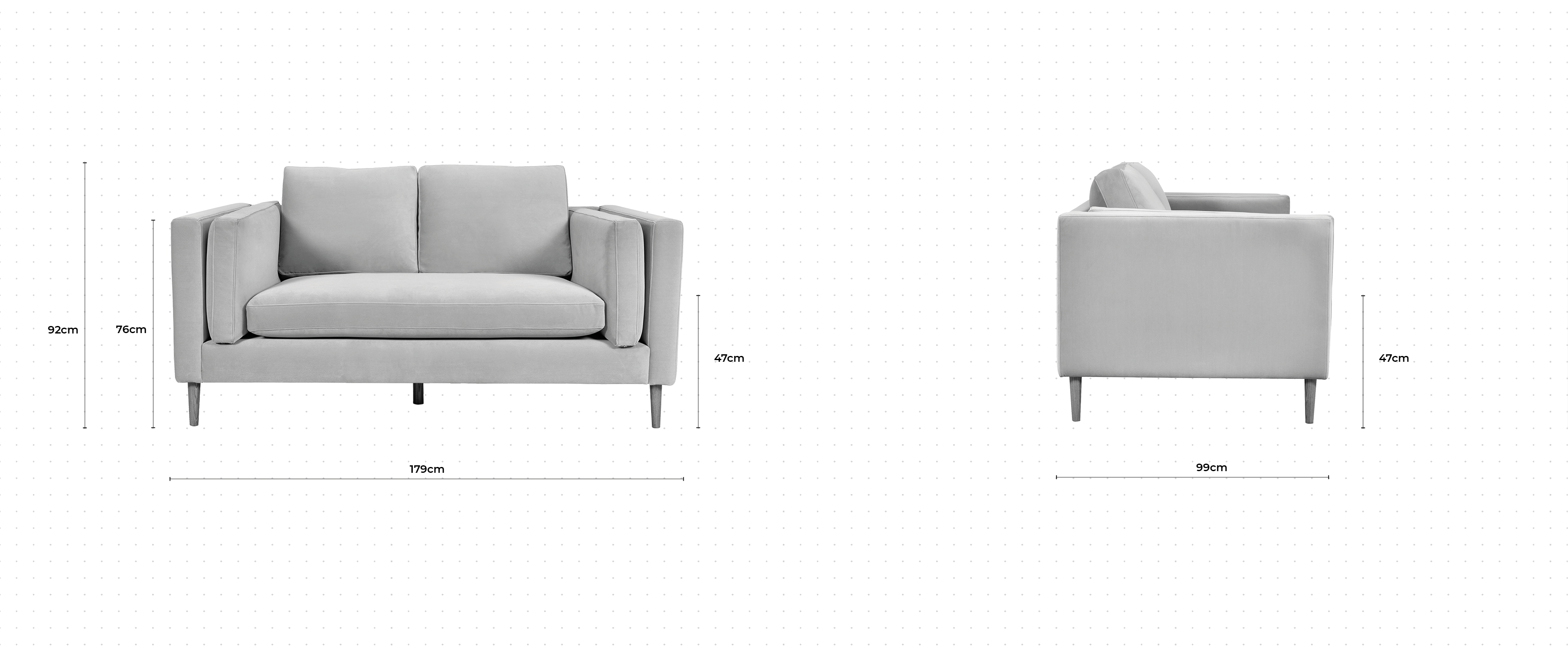 Eden 2 Seater Sofa dimensions