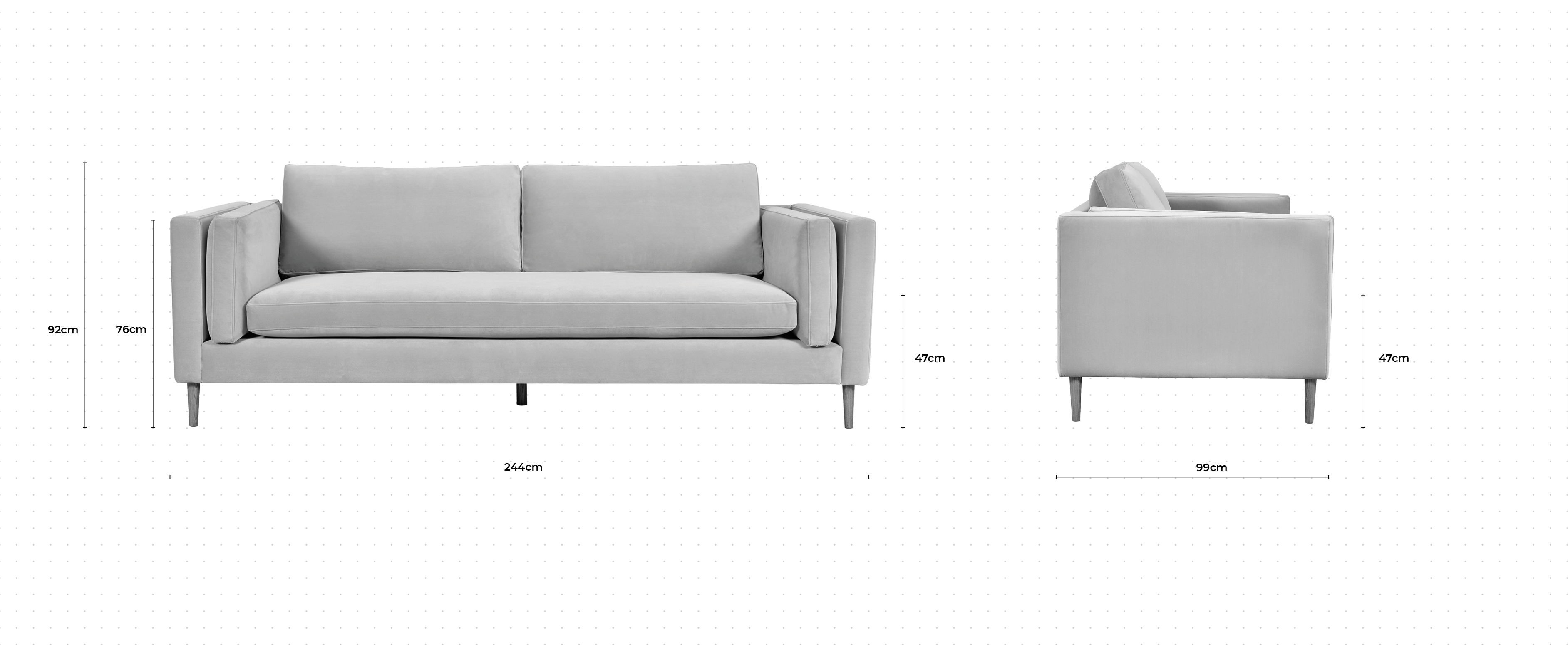 Eden 3 Seater Sofa dimensions