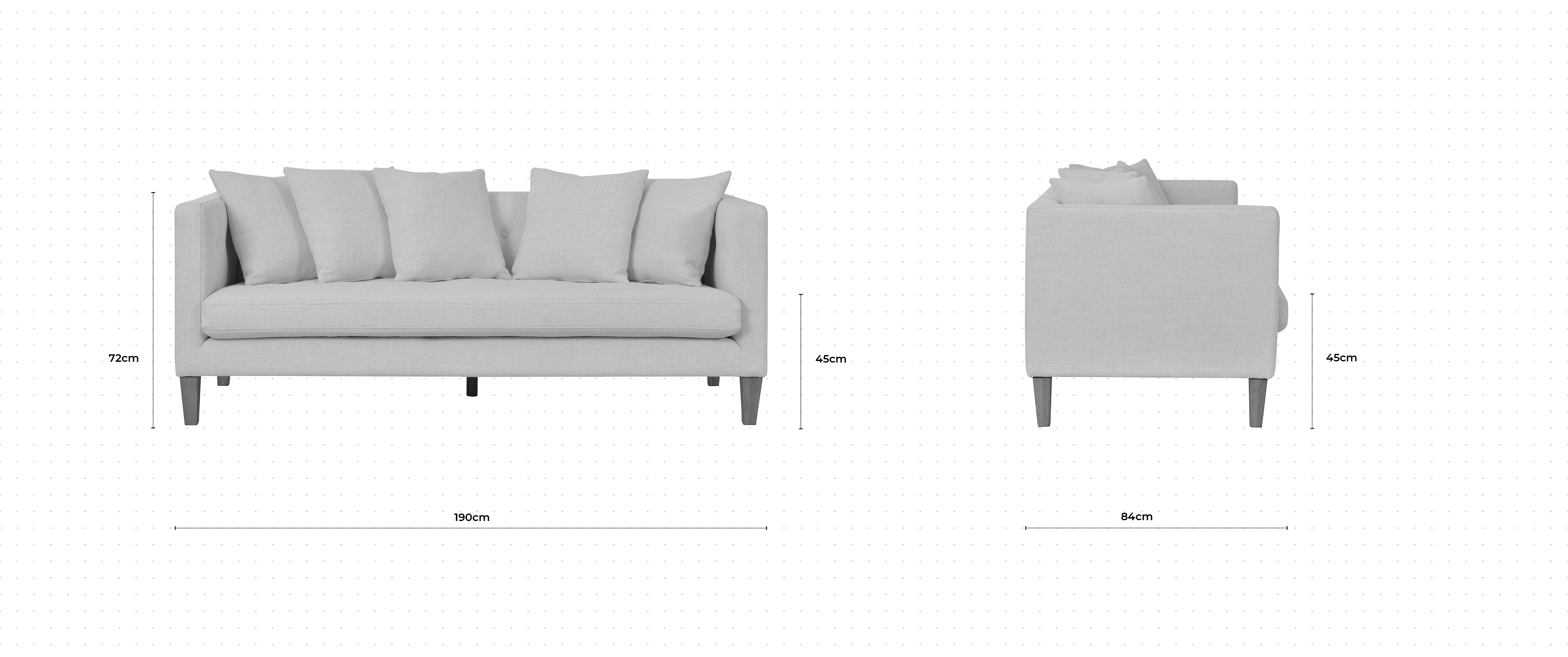 Dulwich 3 Seater Sofa dimensions