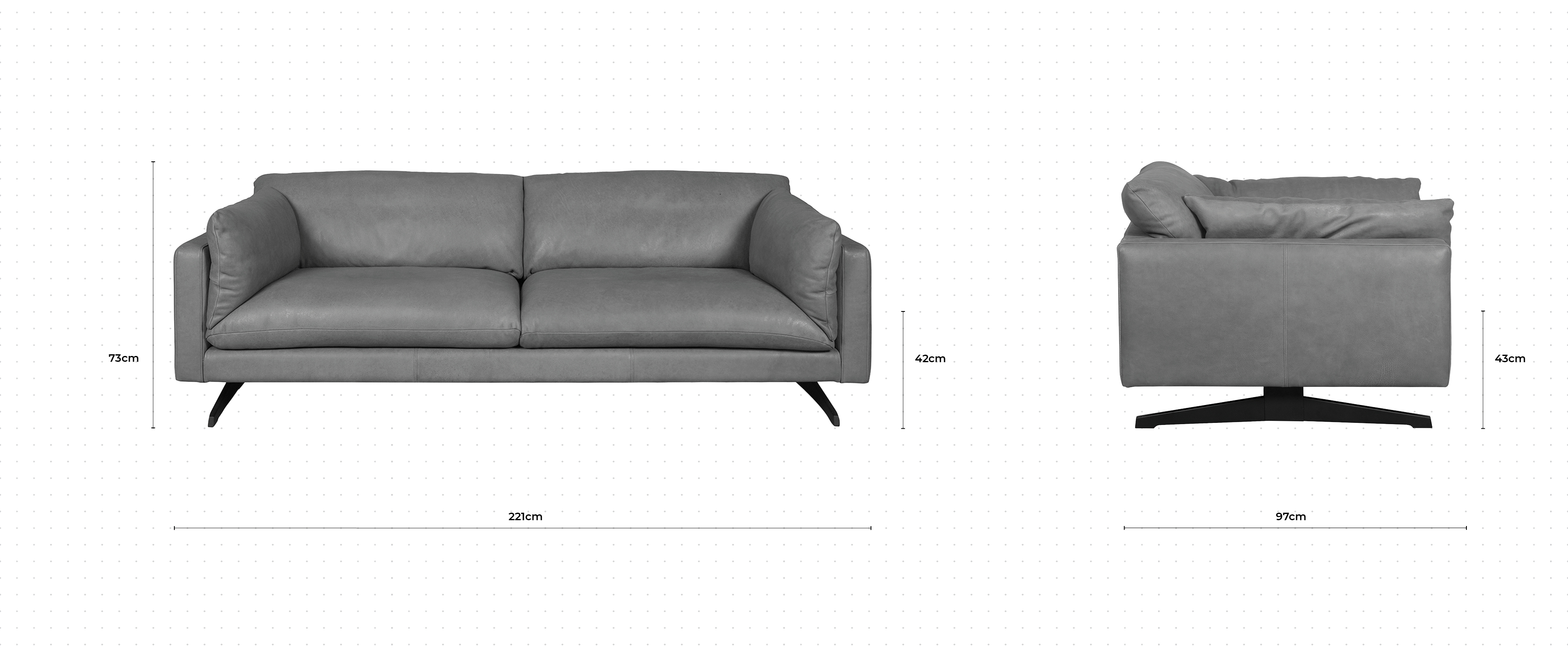 Eclair 2 Seater Sofa dimensions