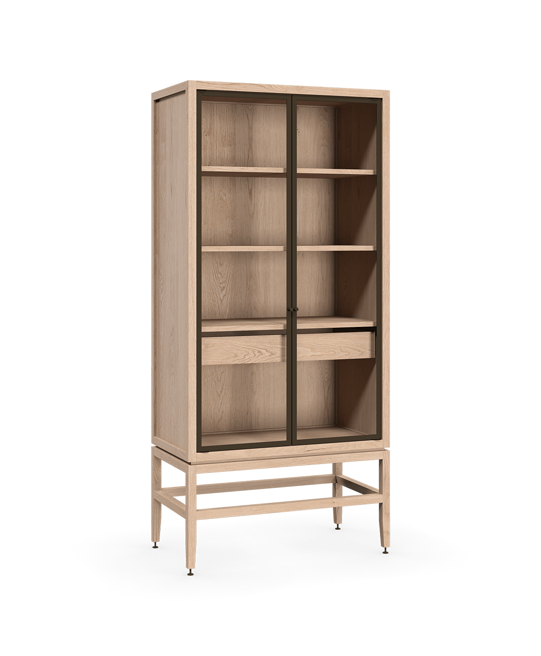 Cabinet Volitare | Armoire avec portes en verre chêne blanc bronze 33 18 72
