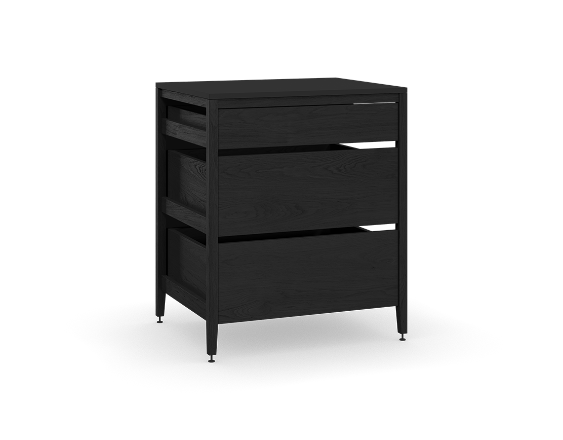 Cabinet Radix | 3 tiroirs chêne colorés minuit noire noir mat nuit noir 30 24 35 1 4