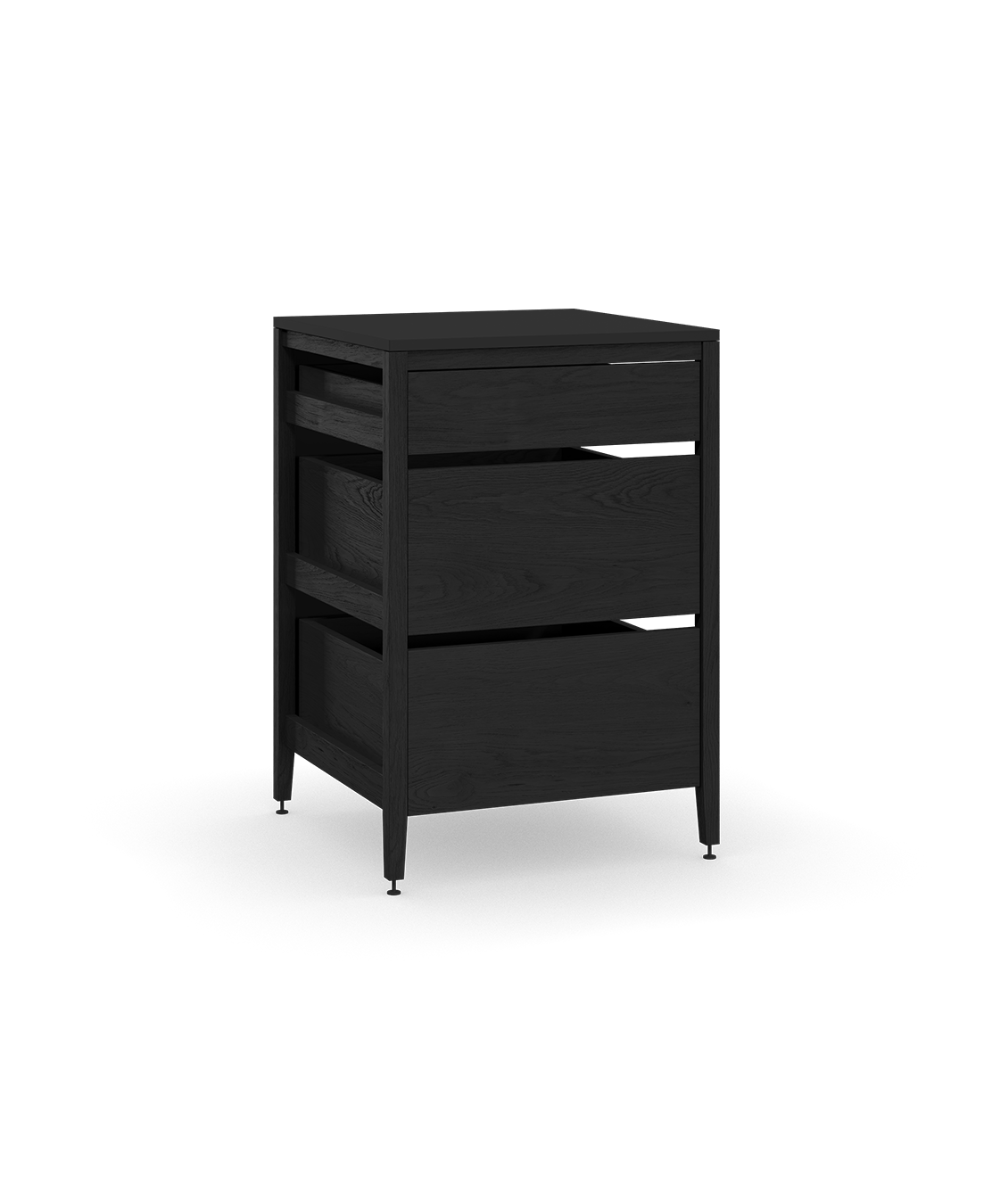 Cabinet Radix | 3 tiroirs en chêne coloré Midnight Noir Matte Matte Midnight Noir 27 24 35 1 4